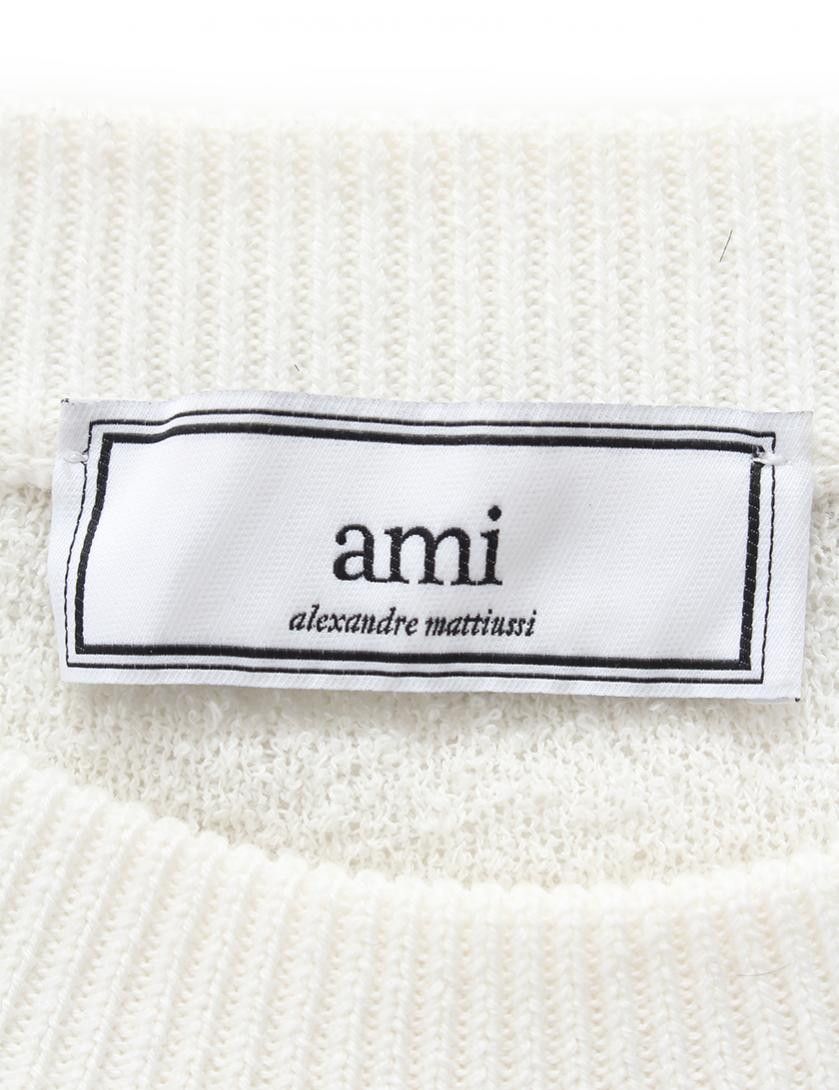AMI AMI 2017SS Knit Ivory Emblem Crew Neck Oversized Sweater Size US L / EU 52-54 / 3 - 4 Thumbnail