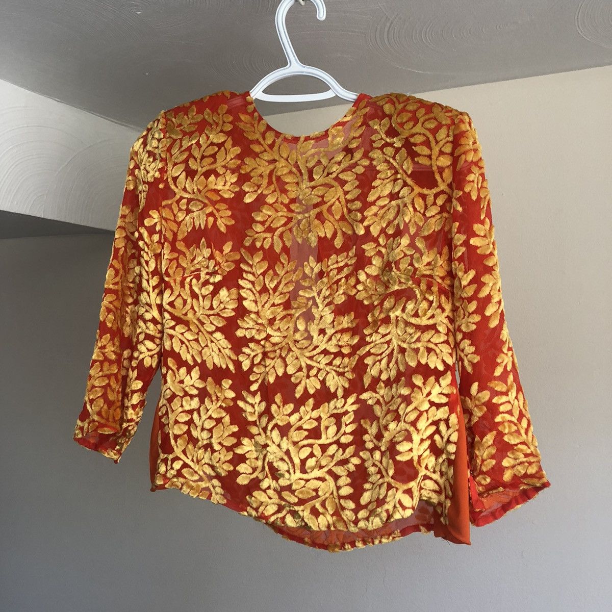 image of Archive Gianni Versace Spring 1997 Silk Embroidered Top, Women's (Size Medium)