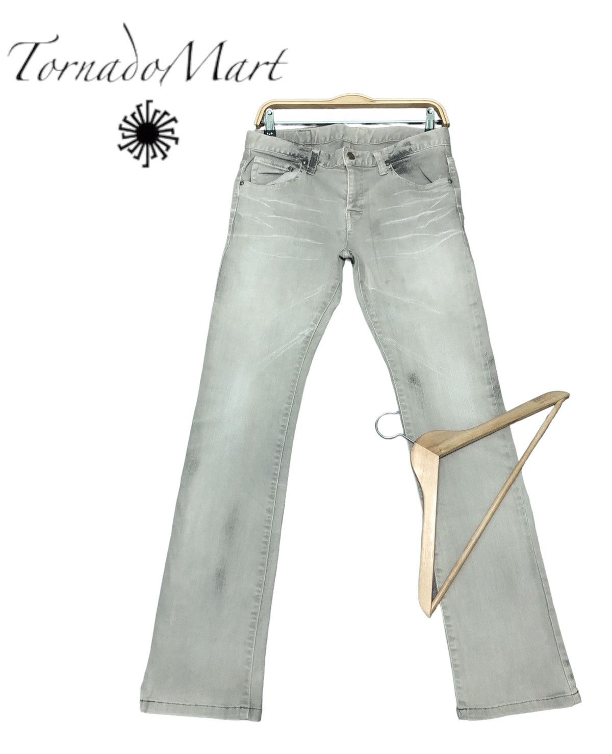 image of Vintage Tornado Mart Stretchable Flare Denim Jeans in Grey, Men's (Size 29)