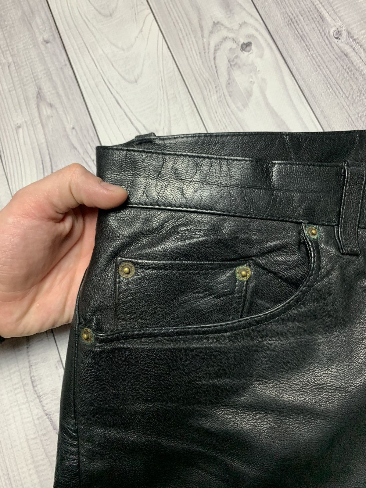 Leather × Vintage Vintage leather pants size 34 Size US 34 / EU 50 - 4 Thumbnail