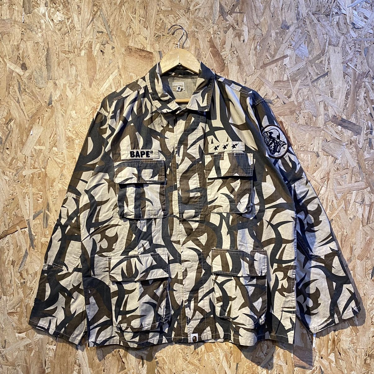 Bape × Vintage VINTAGE Bape Multi Pocket Tribal Camo Work Military Shirt Size US L / EU 52-54 / 3 - 1 Thumbnail