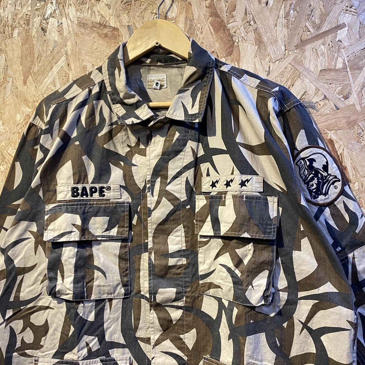 Bape × Vintage VINTAGE Bape Multi Pocket Tribal Camo Work Military Shirt Size US L / EU 52-54 / 3 - 3 Thumbnail