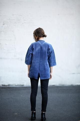 Indigo × Vintage INDIGO KENDO DOGI Hitoe Zashi Old Handmade Sashiko Stitches Size US M / EU 48-50 / 2 - 6 Thumbnail