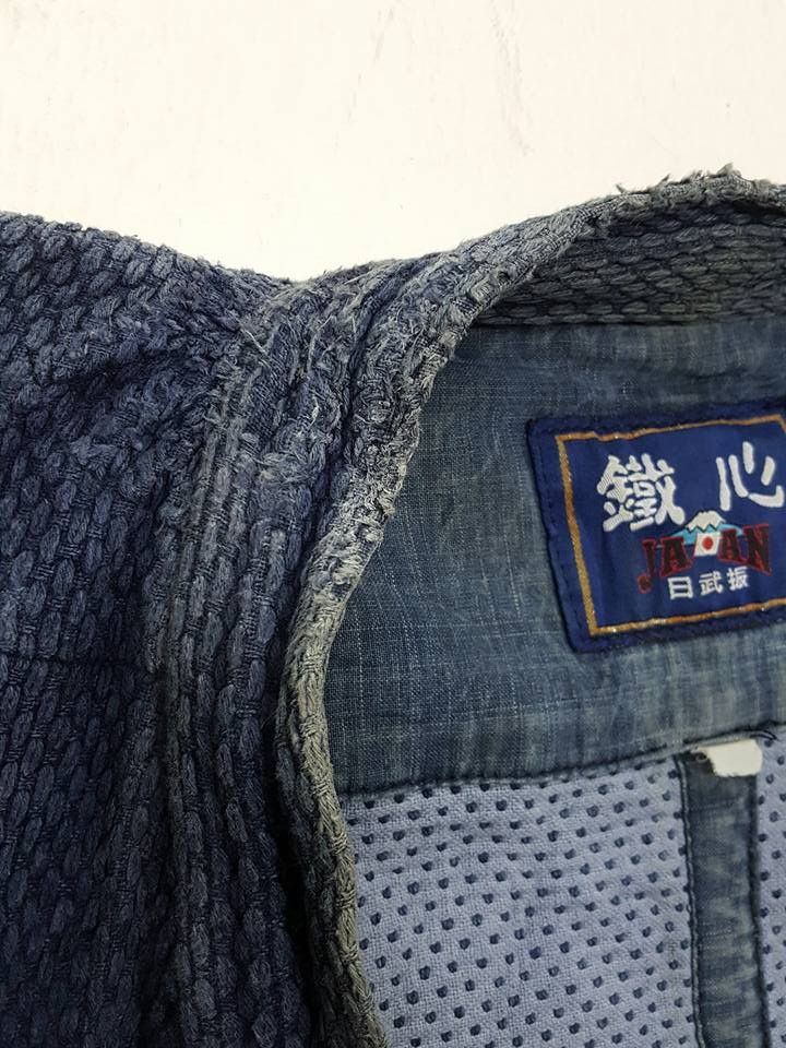 Indigo × Vintage INDIGO KENDO DOGI Hitoe Zashi Old Handmade Sashiko Stitches Size US M / EU 48-50 / 2 - 10 Thumbnail