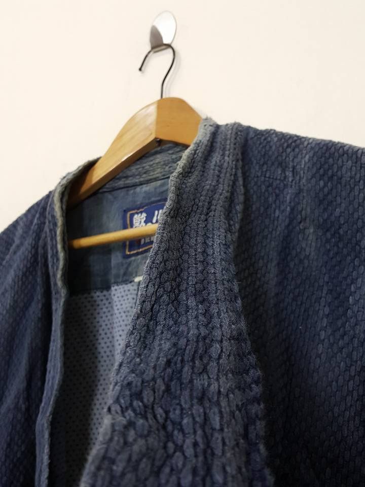 Indigo × Vintage INDIGO KENDO DOGI Hitoe Zashi Old Handmade Sashiko Stitches Size US M / EU 48-50 / 2 - 8 Thumbnail