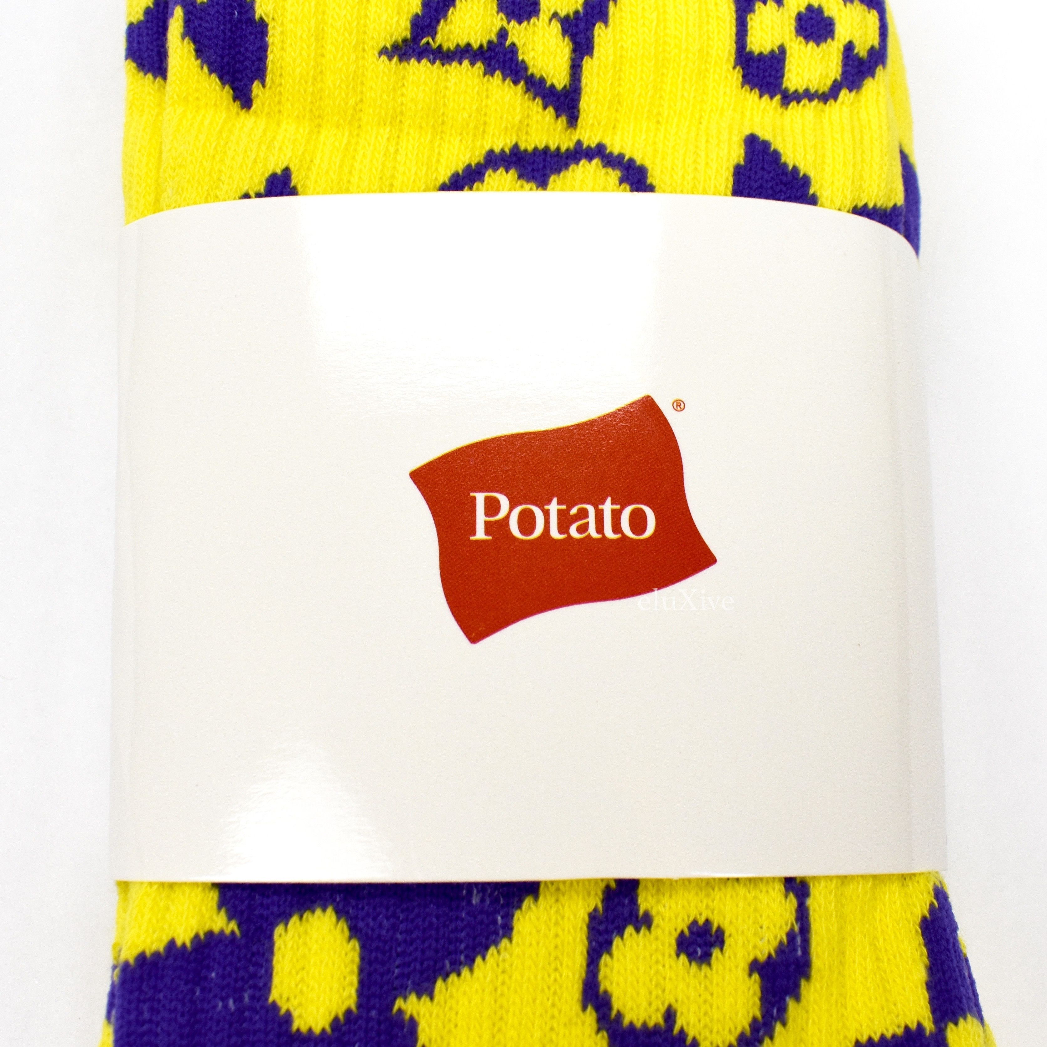 Imran Potato Imran Potato Yellow/Purple 'LV' Logo Knit Socks DS Size ONE SIZE - 4 Thumbnail