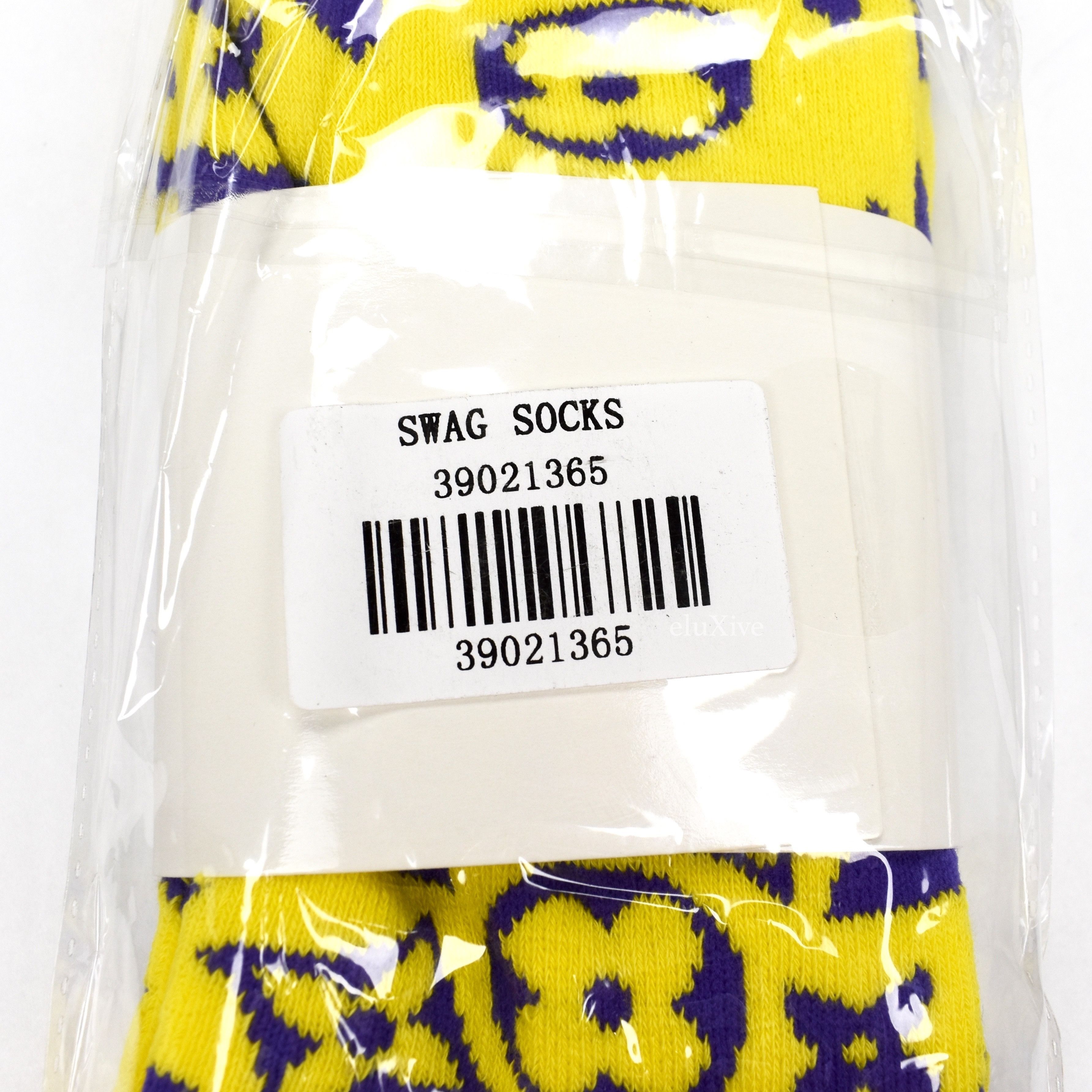 Imran Potato Imran Potato Yellow/Purple 'LV' Logo Knit Socks DS Size ONE SIZE - 8 Thumbnail