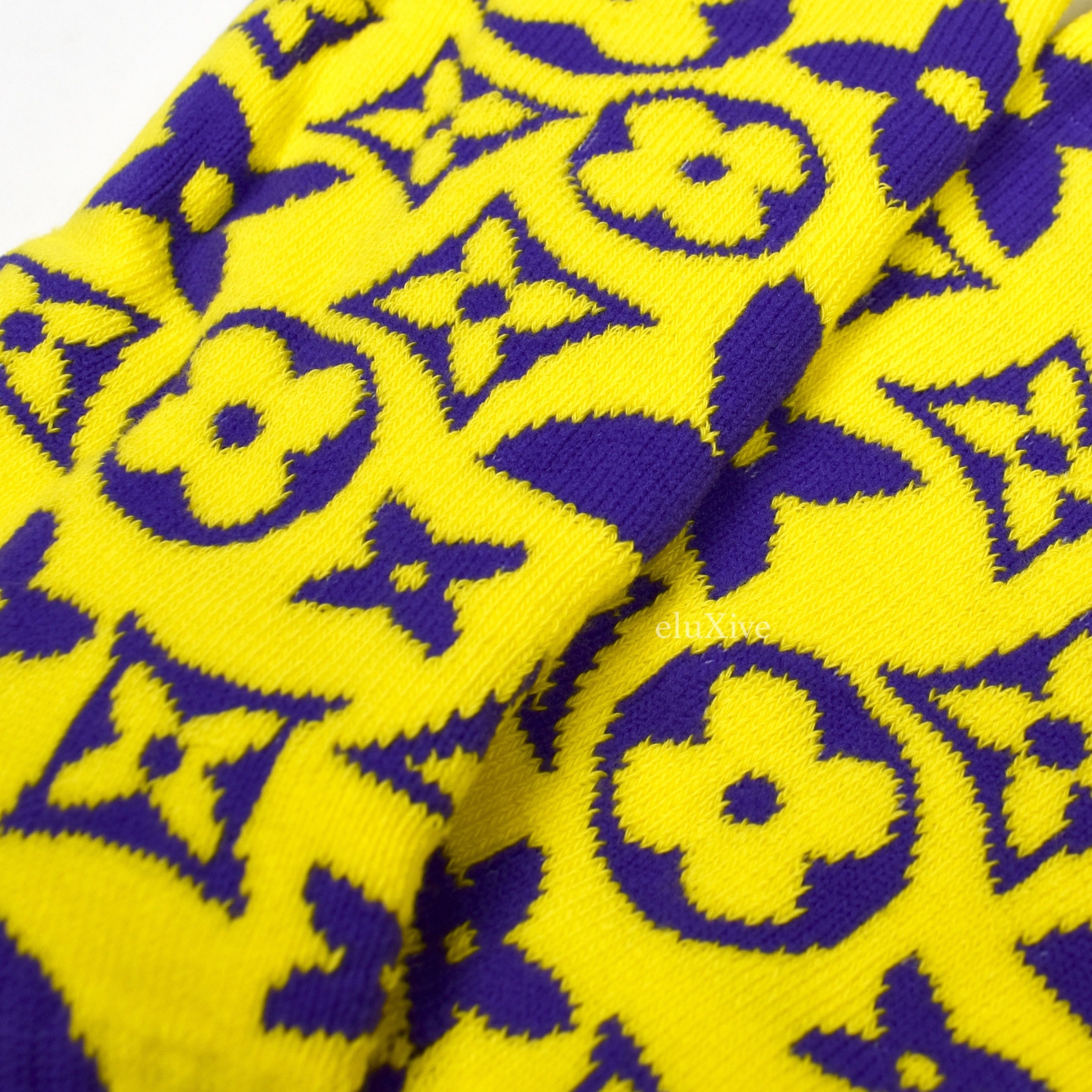 Imran Potato Imran Potato Yellow/Purple 'LV' Logo Knit Socks DS Size ONE SIZE - 7 Thumbnail