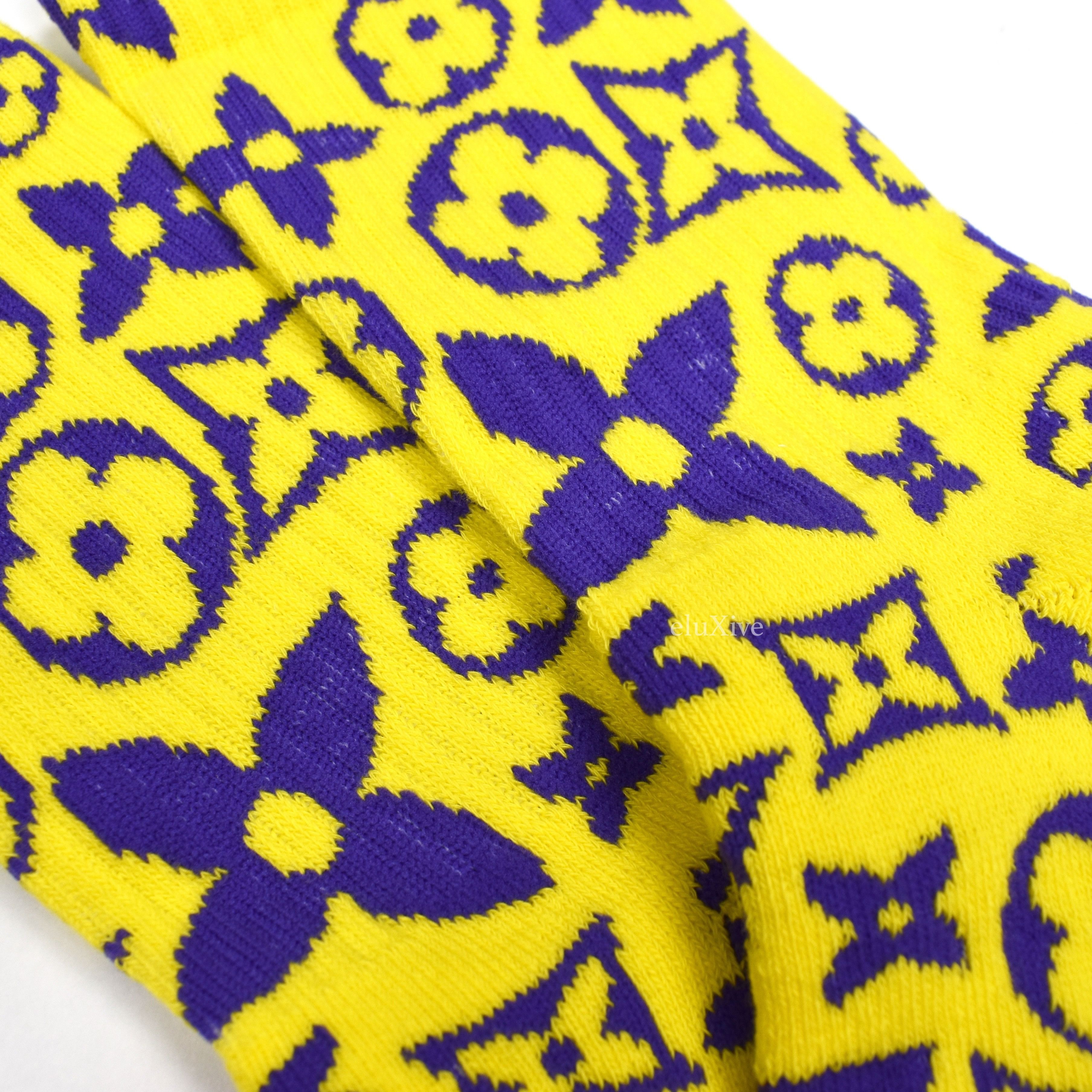 Imran Potato Imran Potato Yellow/Purple 'LV' Logo Knit Socks DS Size ONE SIZE - 6 Thumbnail