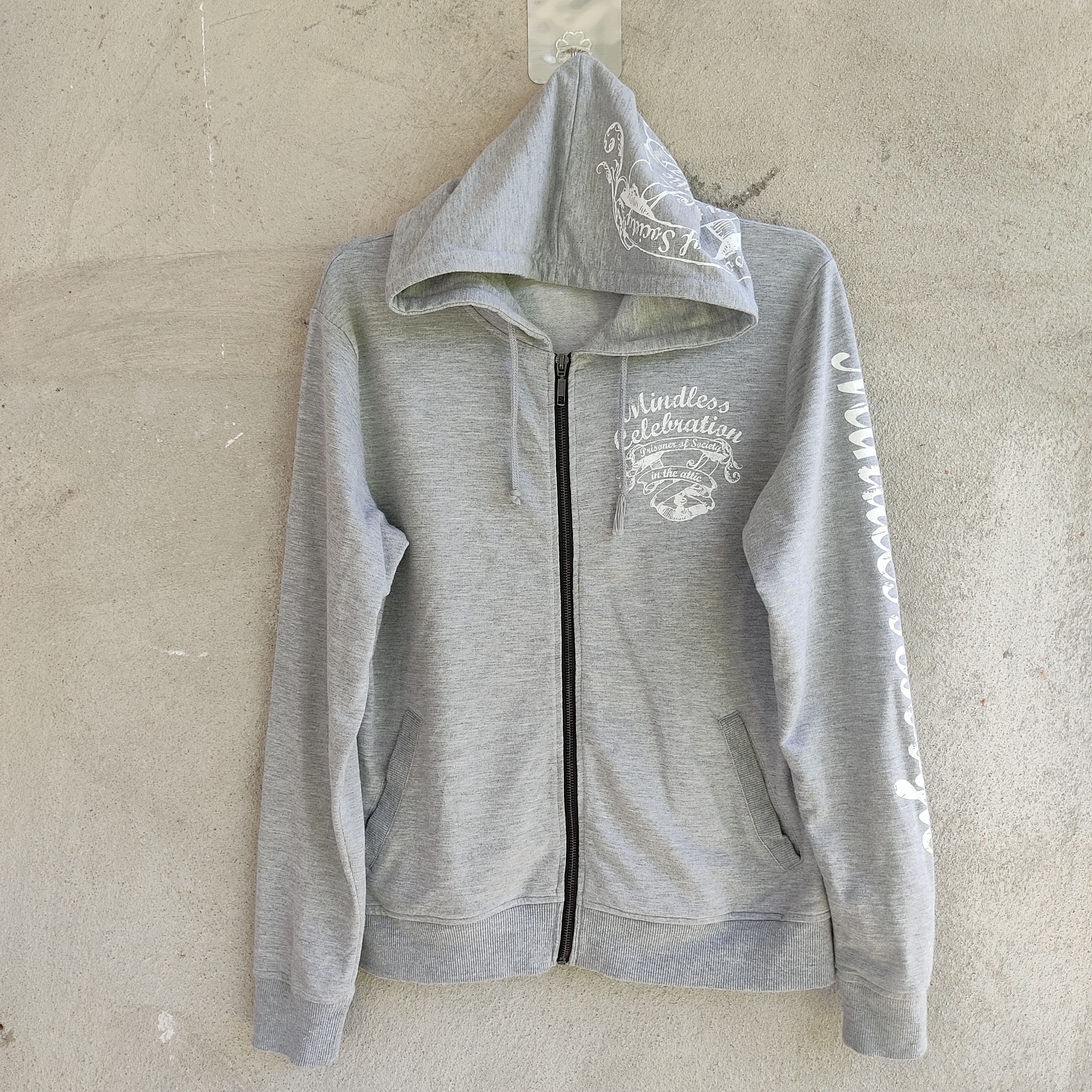 In The Attic × Japanese Brand In The Attic Mindless Celebration Big Print Gray Hoodie Size US S / EU 44-46 / 1 - 1 Thumbnail