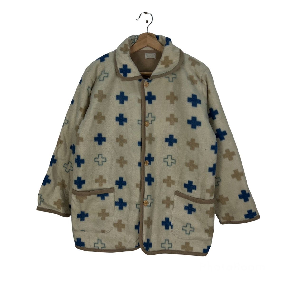 Japanese Brand VINTAGE BIRD INT,L COLTD PRINTED FLEECE BUTTON JACKET Size US M / EU 48-50 / 2 - 1 Thumbnail