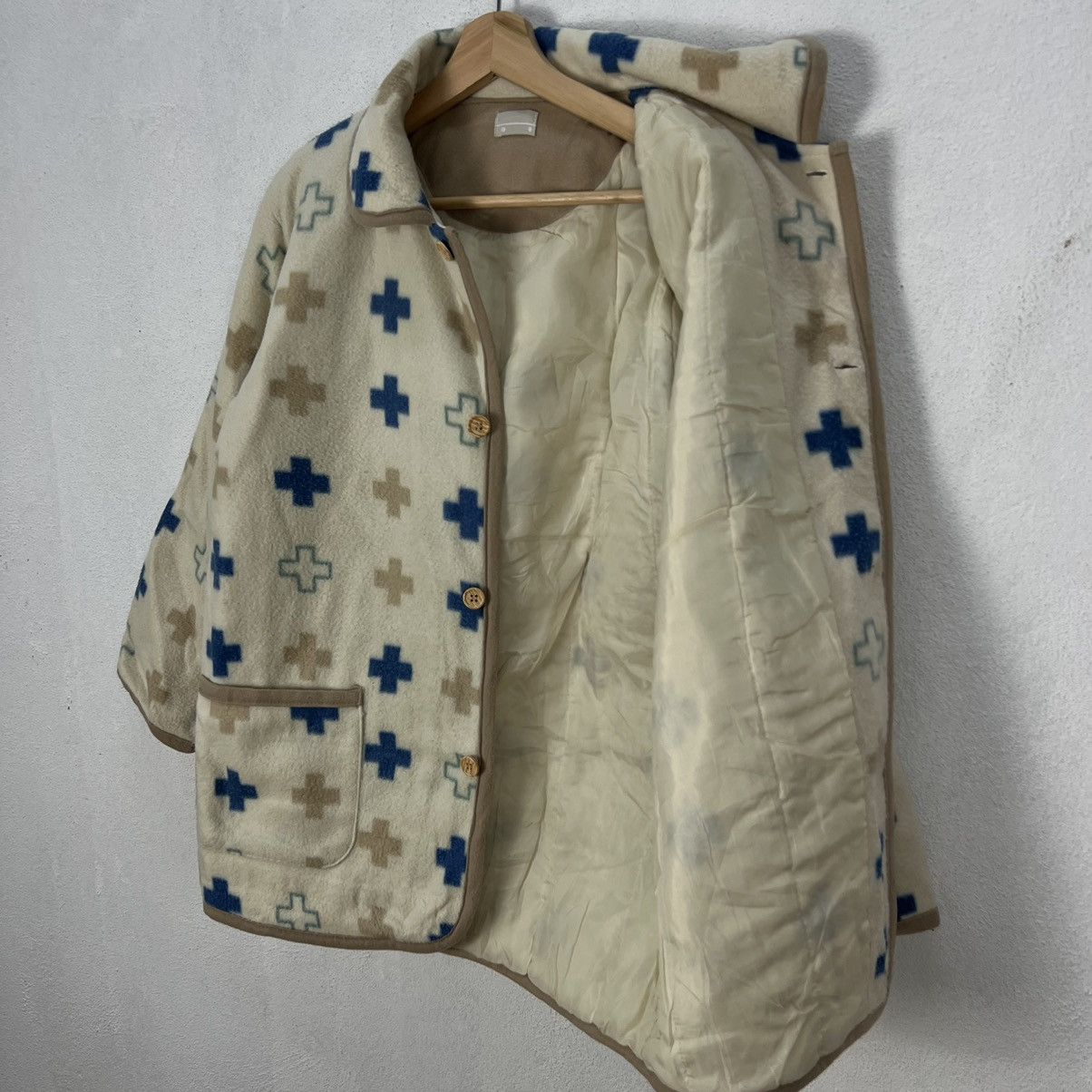 Japanese Brand VINTAGE BIRD INT,L COLTD PRINTED FLEECE BUTTON JACKET Size US M / EU 48-50 / 2 - 10 Thumbnail