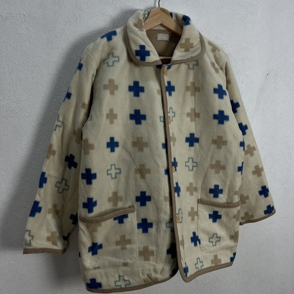 Japanese Brand VINTAGE BIRD INT,L COLTD PRINTED FLEECE BUTTON JACKET Size US M / EU 48-50 / 2 - 5 Thumbnail