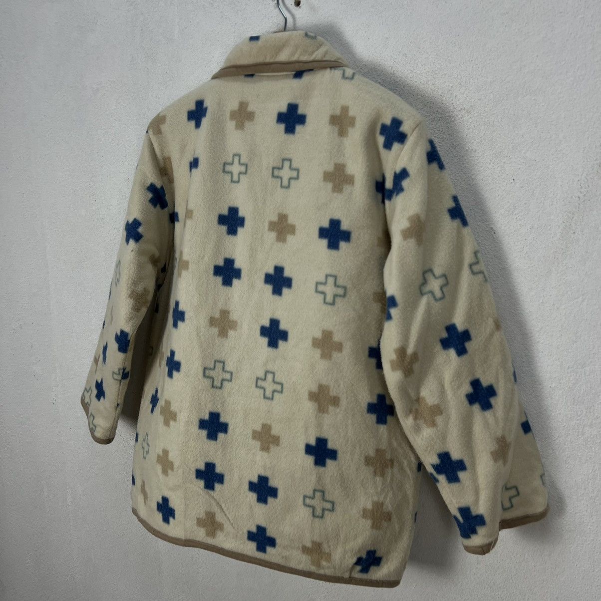 Japanese Brand VINTAGE BIRD INT,L COLTD PRINTED FLEECE BUTTON JACKET Size US M / EU 48-50 / 2 - 8 Thumbnail