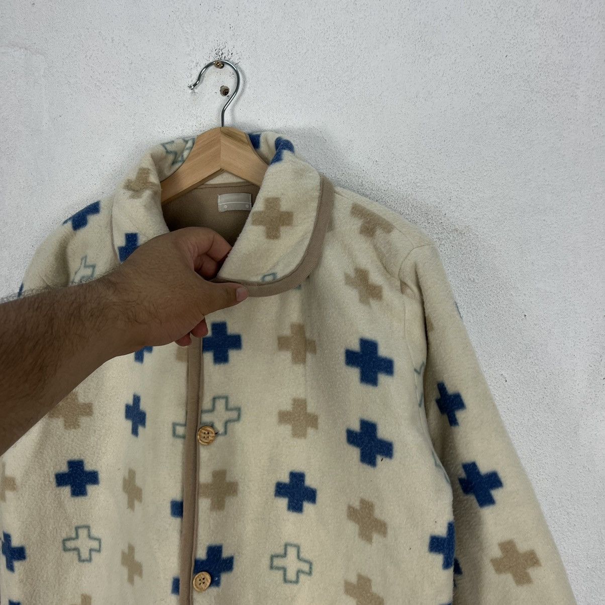 Japanese Brand VINTAGE BIRD INT,L COLTD PRINTED FLEECE BUTTON JACKET Size US M / EU 48-50 / 2 - 6 Thumbnail