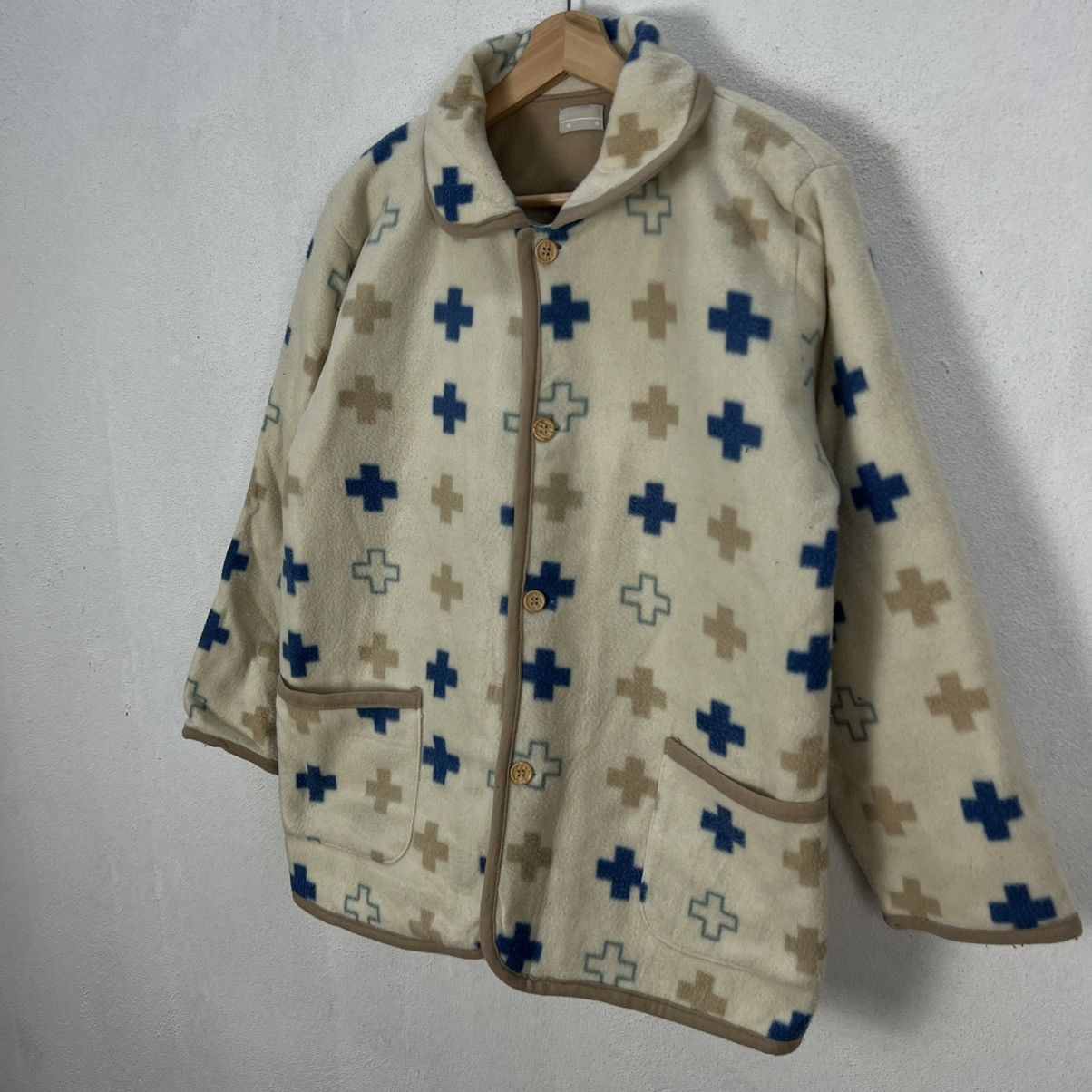 Japanese Brand VINTAGE BIRD INT,L COLTD PRINTED FLEECE BUTTON JACKET Size US M / EU 48-50 / 2 - 2 Thumbnail