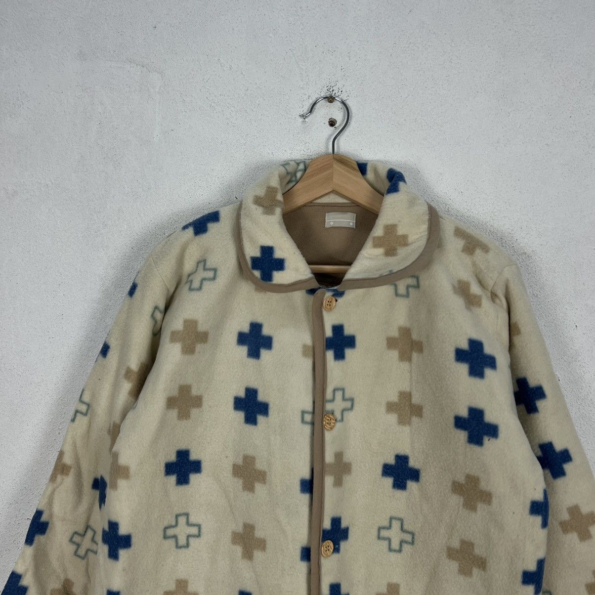 Japanese Brand VINTAGE BIRD INT,L COLTD PRINTED FLEECE BUTTON JACKET Size US M / EU 48-50 / 2 - 3 Thumbnail