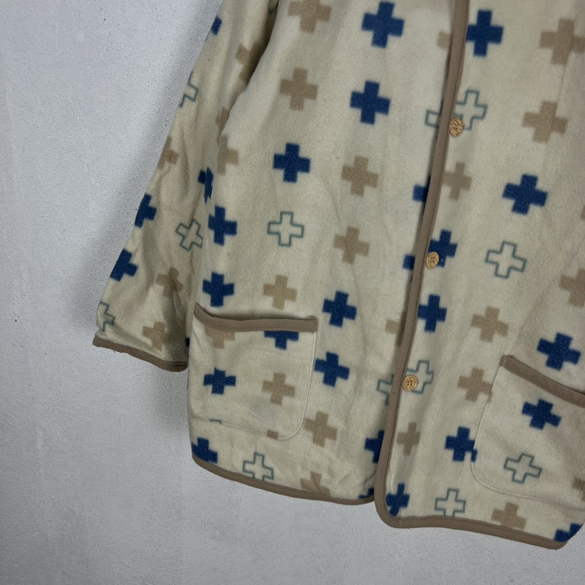Japanese Brand VINTAGE BIRD INT,L COLTD PRINTED FLEECE BUTTON JACKET Size US M / EU 48-50 / 2 - 4 Thumbnail