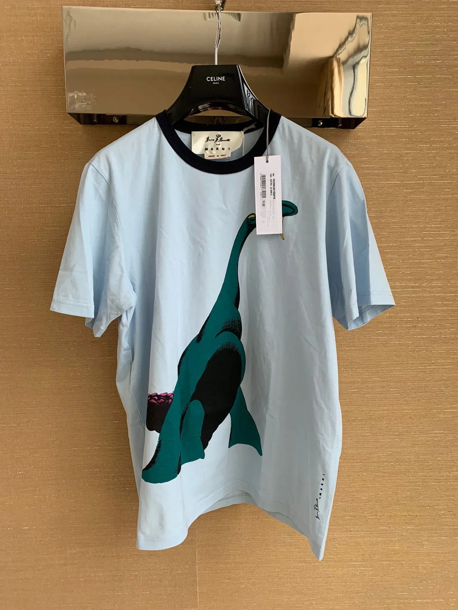 image of Marni Dinosaur Print Tee In Blue, Men's (Size Small)