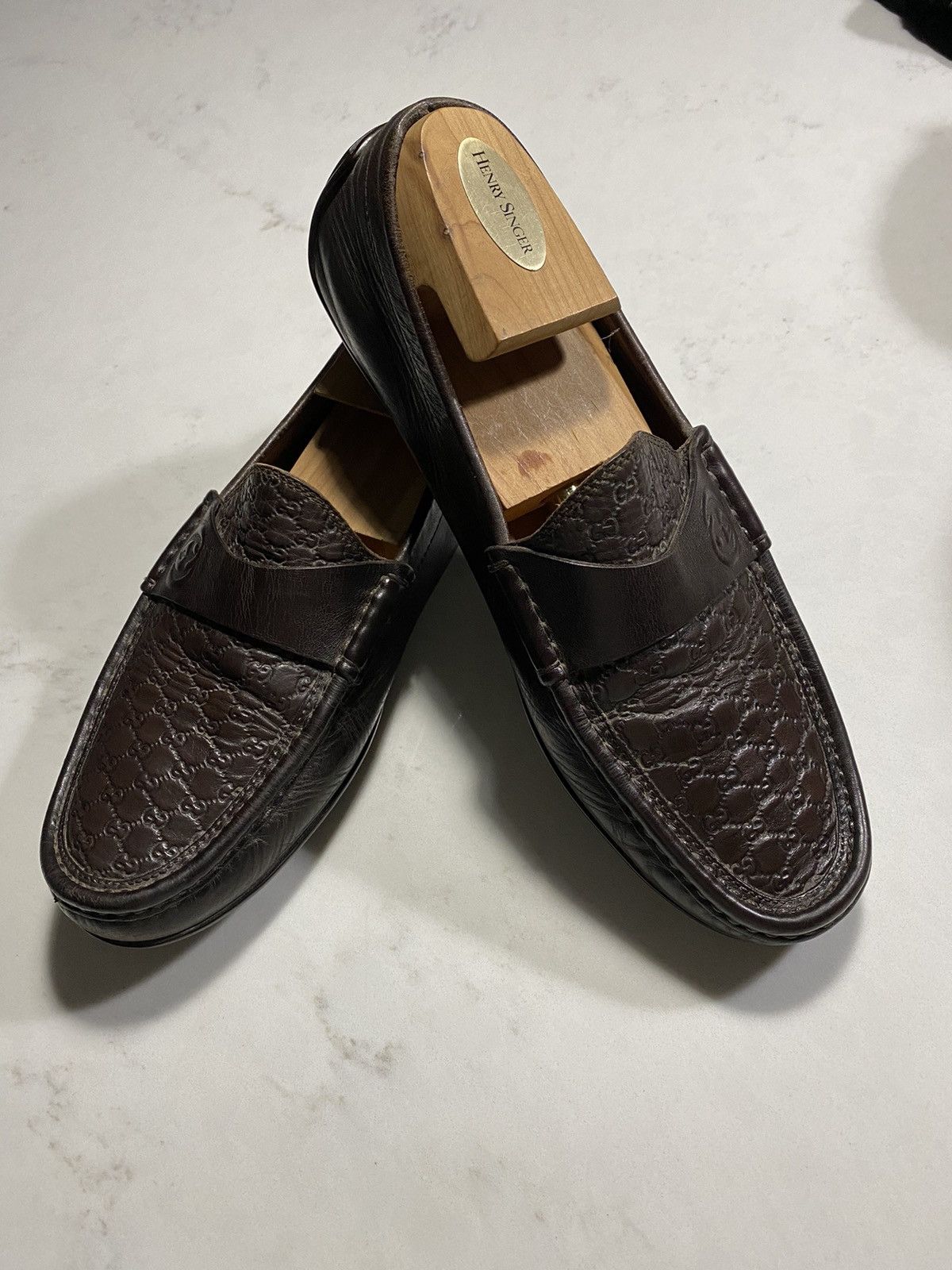 Gucci Guccisima gg logo leather loafers Size US 7 / EU 40 - 1 Thumbnail