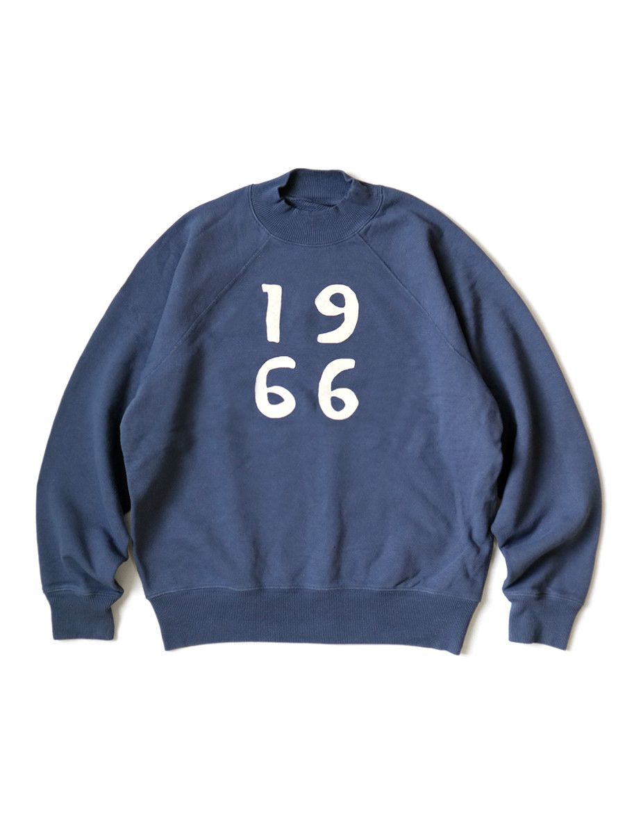 image of Kapital Fleece Raglan Mock Neck 1966 Sweatshirt in Navy, Men's (Size XL)