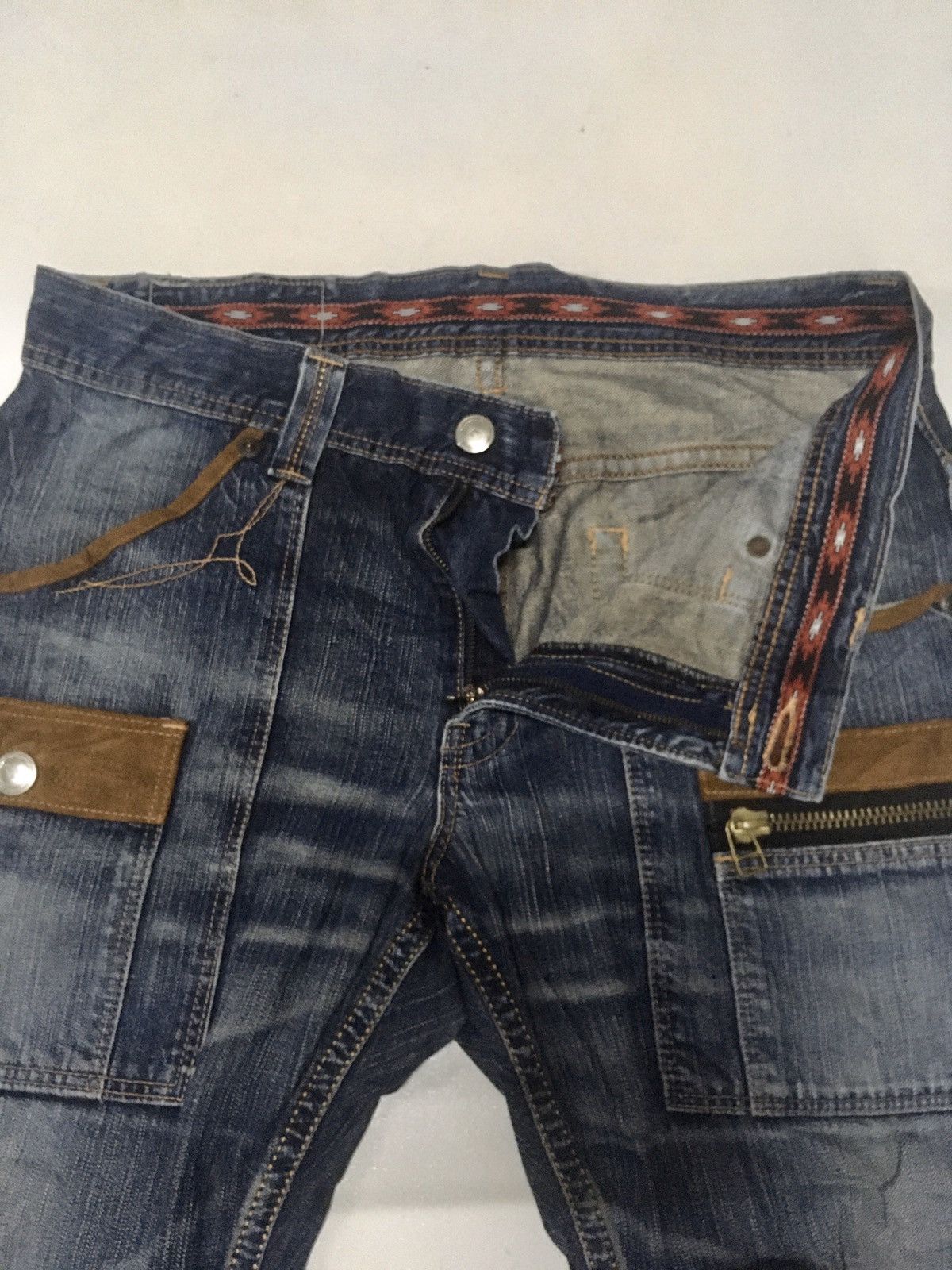 Edwin × Vintage Vintage edwin Xv Aztec Navajo bush pants distressed denim Size US 34 / EU 50 - 7 Thumbnail