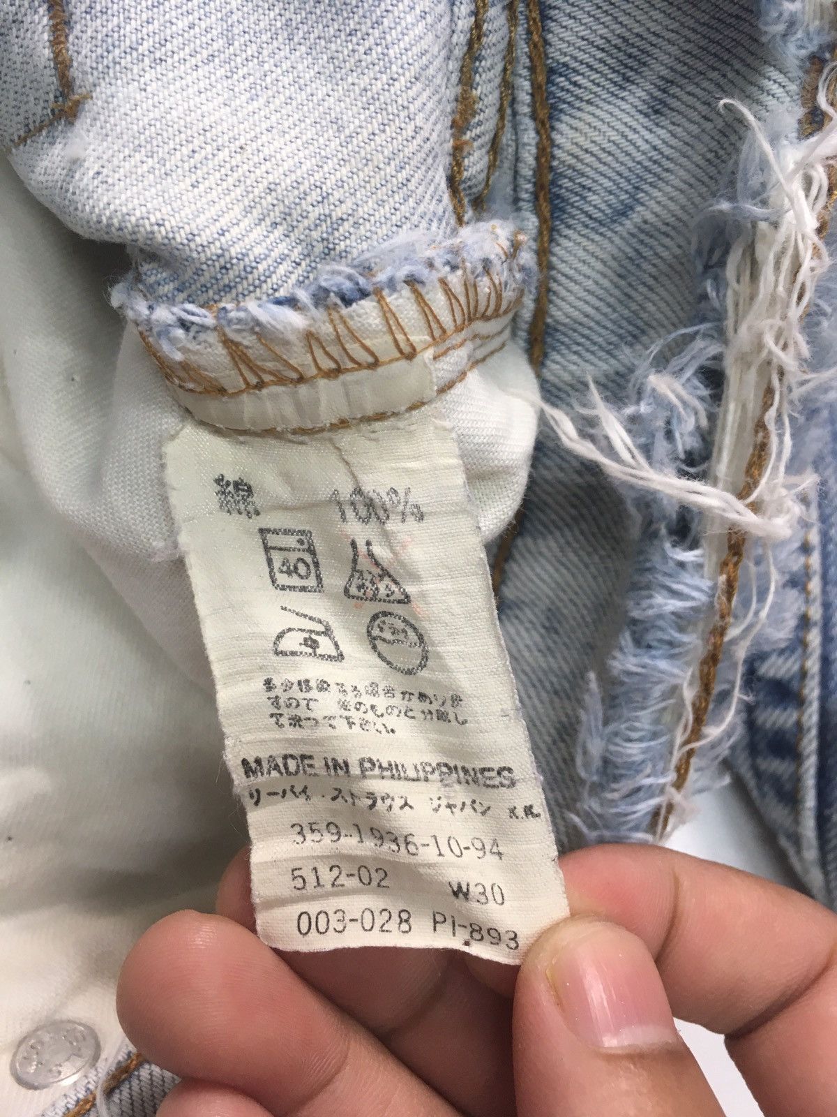 Levi's Vintage Clothing × Vintage Vintage ‘90 Levi’s 512 blue wash distressed denim Size US 29 - 12 Thumbnail