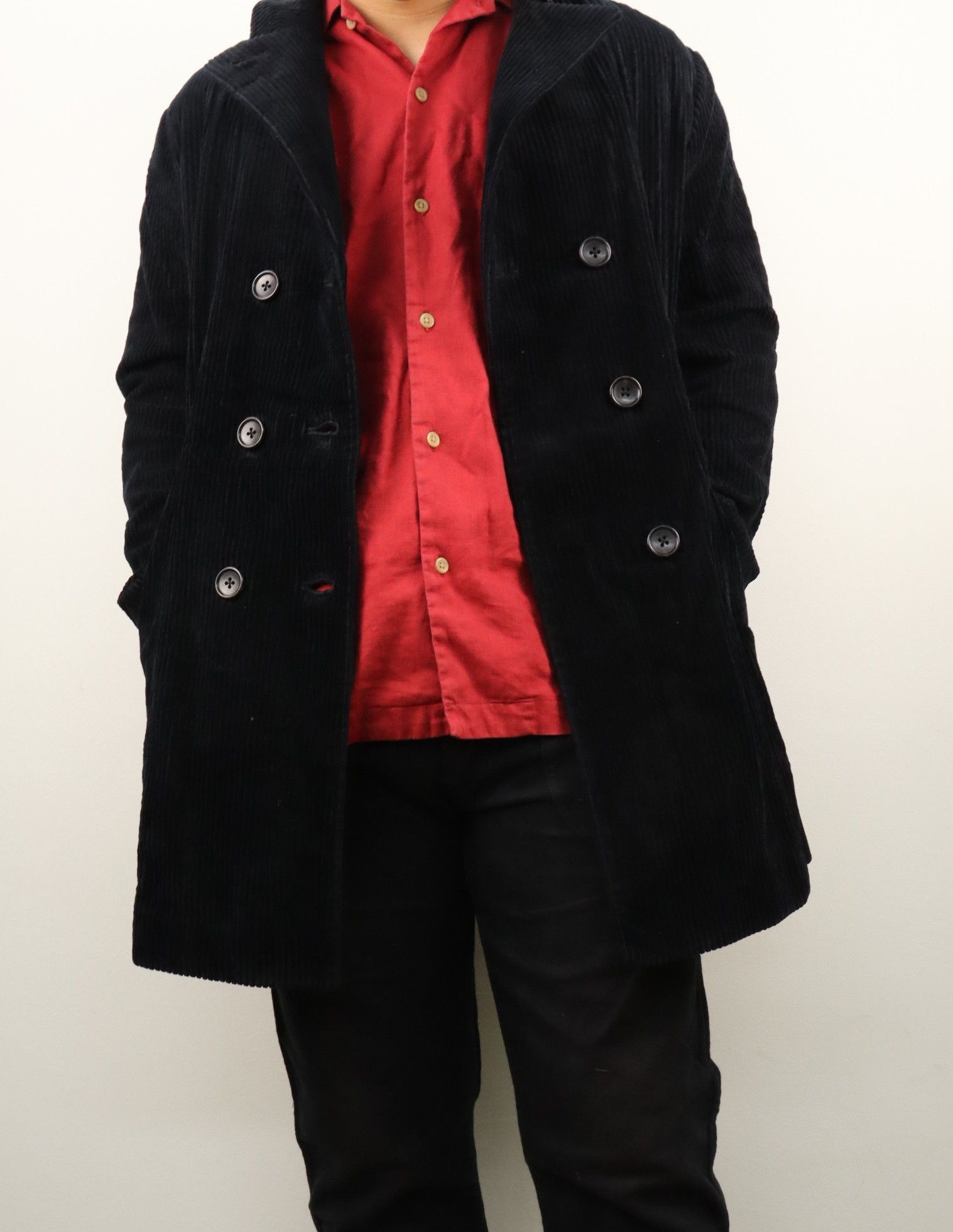 Yohji Yamamoto YY Workshop Corduroy Double Breasted Overcoat Jacket Size US M / EU 48-50 / 2 - 4 Thumbnail