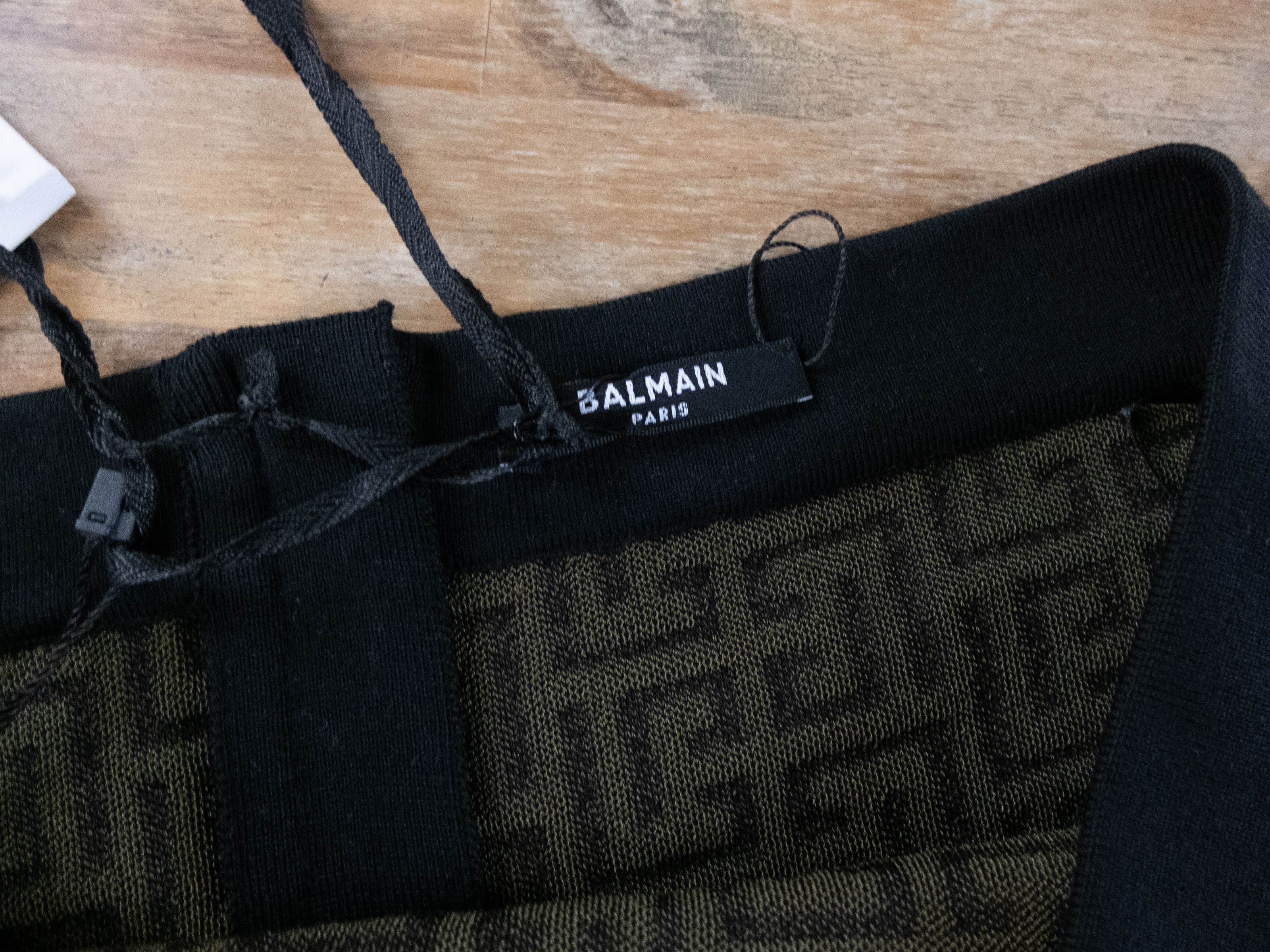 Balmain BALMAIN beige black monogram logo pattern mini slip skirt 40 Size 28" / US 6 / IT 42 - 5 Thumbnail