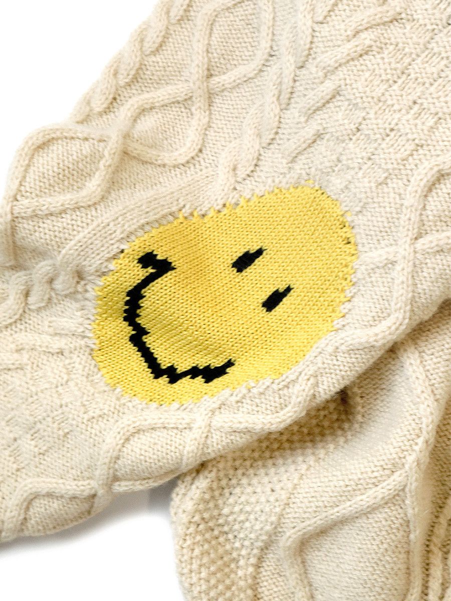 Kapital Kapital 5G Wool Cable Knit Smiley Patch Crew Sweater Size US M / EU 48-50 / 2 - 7 Thumbnail
