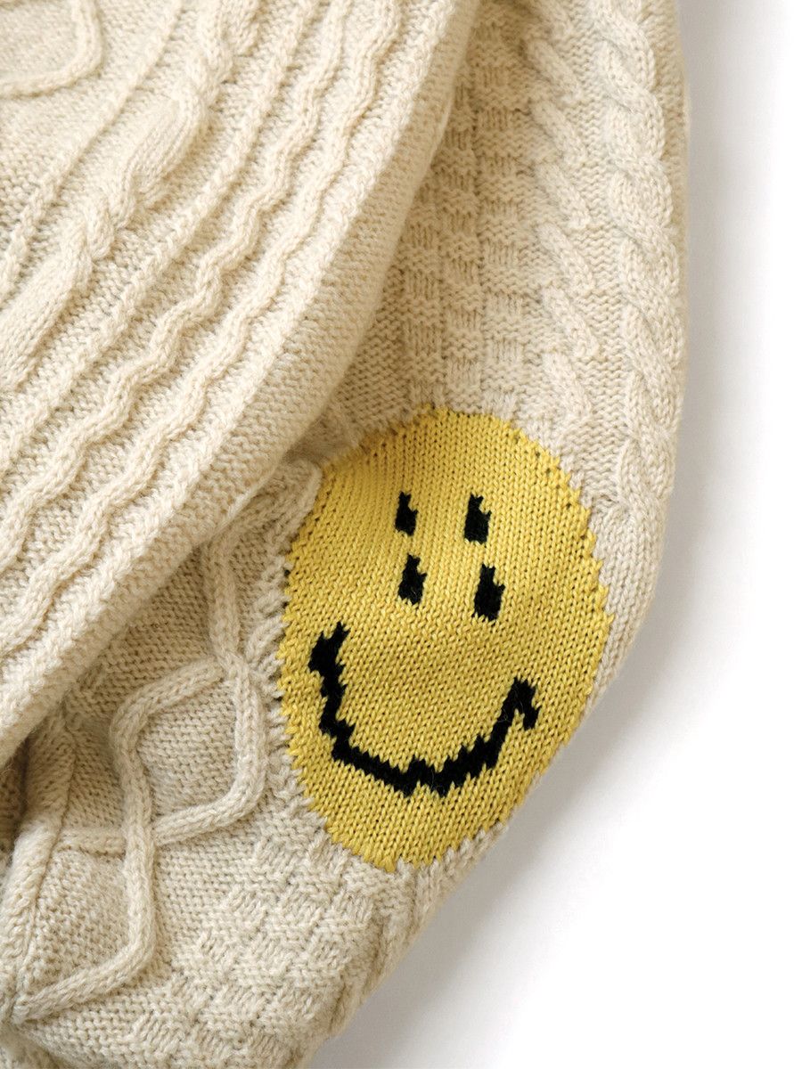 Kapital Kapital 5G Wool Cable Knit Smiley Patch Crew Sweater Size US M / EU 48-50 / 2 - 8 Thumbnail