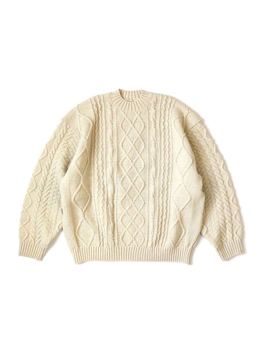 Kapital Kapital 5G Wool Cable Knit Smiley Patch Crew Sweater Size US M / EU 48-50 / 2 - 2 Thumbnail