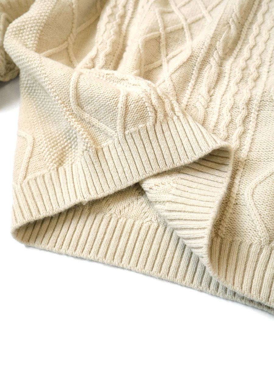 Kapital Kapital 5G Wool Cable Knit Smiley Patch Crew Sweater Size US M / EU 48-50 / 2 - 9 Thumbnail