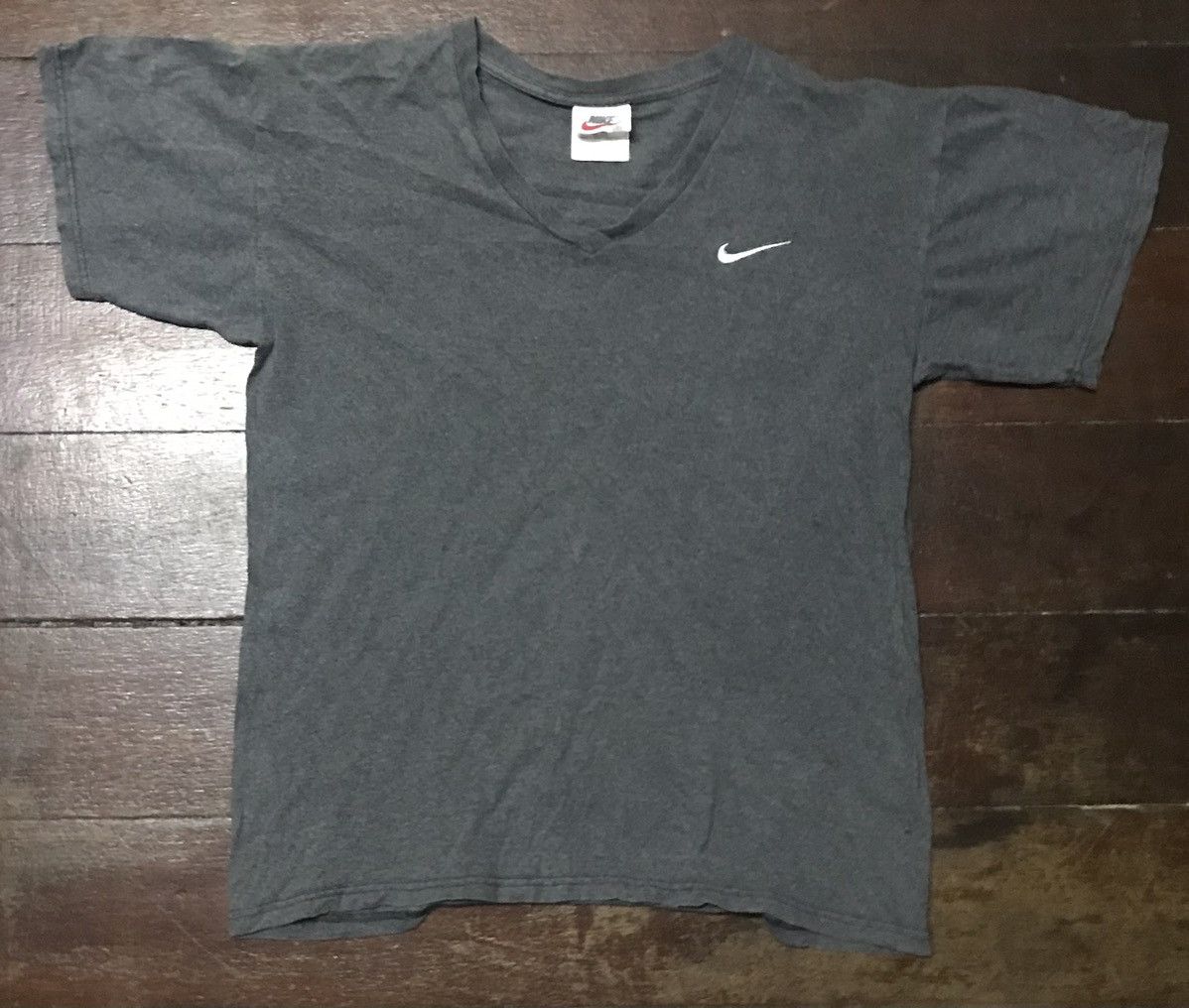 Nike × Vintage Vintage nike vneck small swoosh tshirt made in usa Size US M / EU 48-50 / 2 - 7 Thumbnail