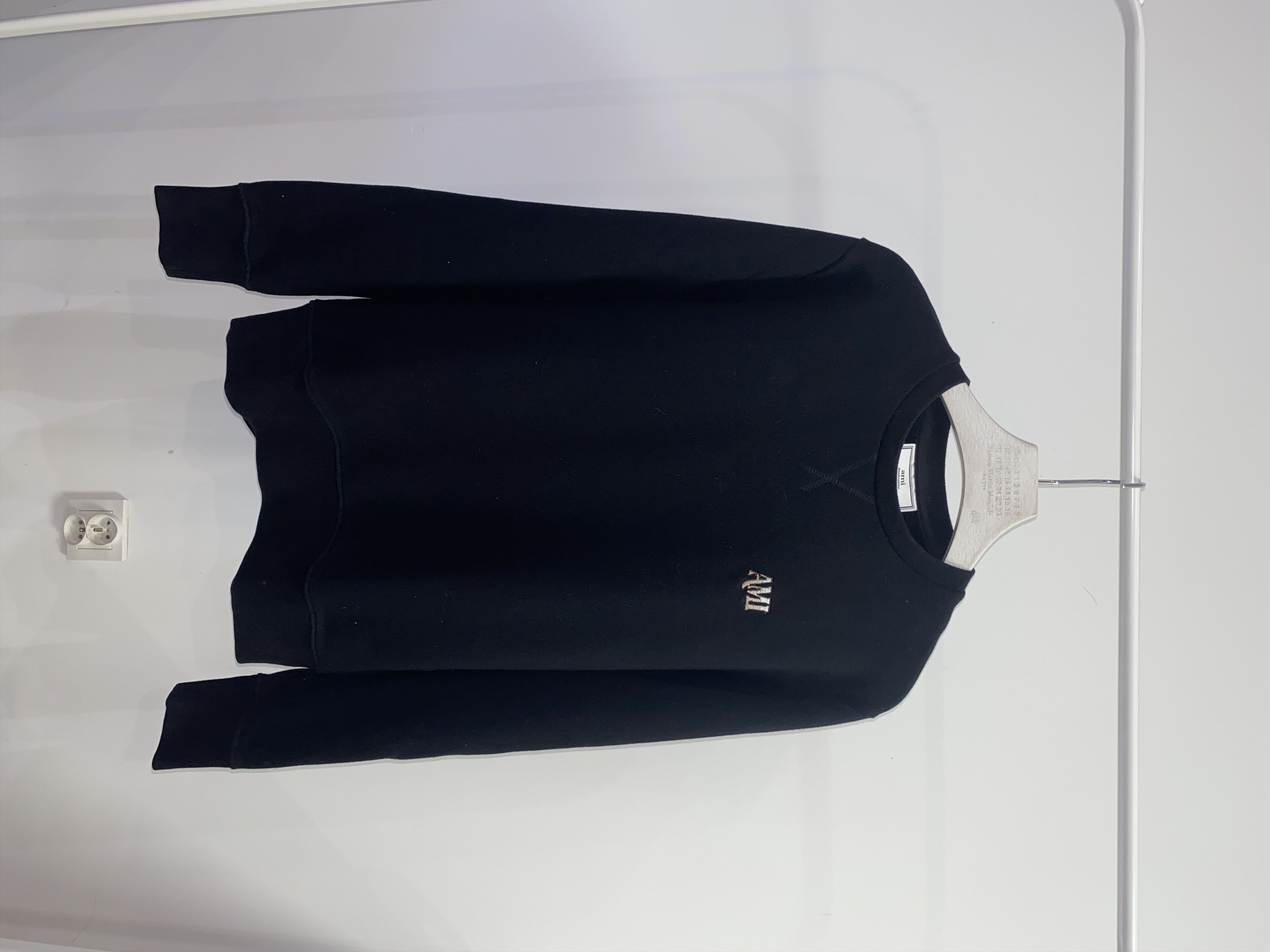 image of Ami By Alexandre Mattiussi Small Logo Black Crewneck, Men's (Size Medium)