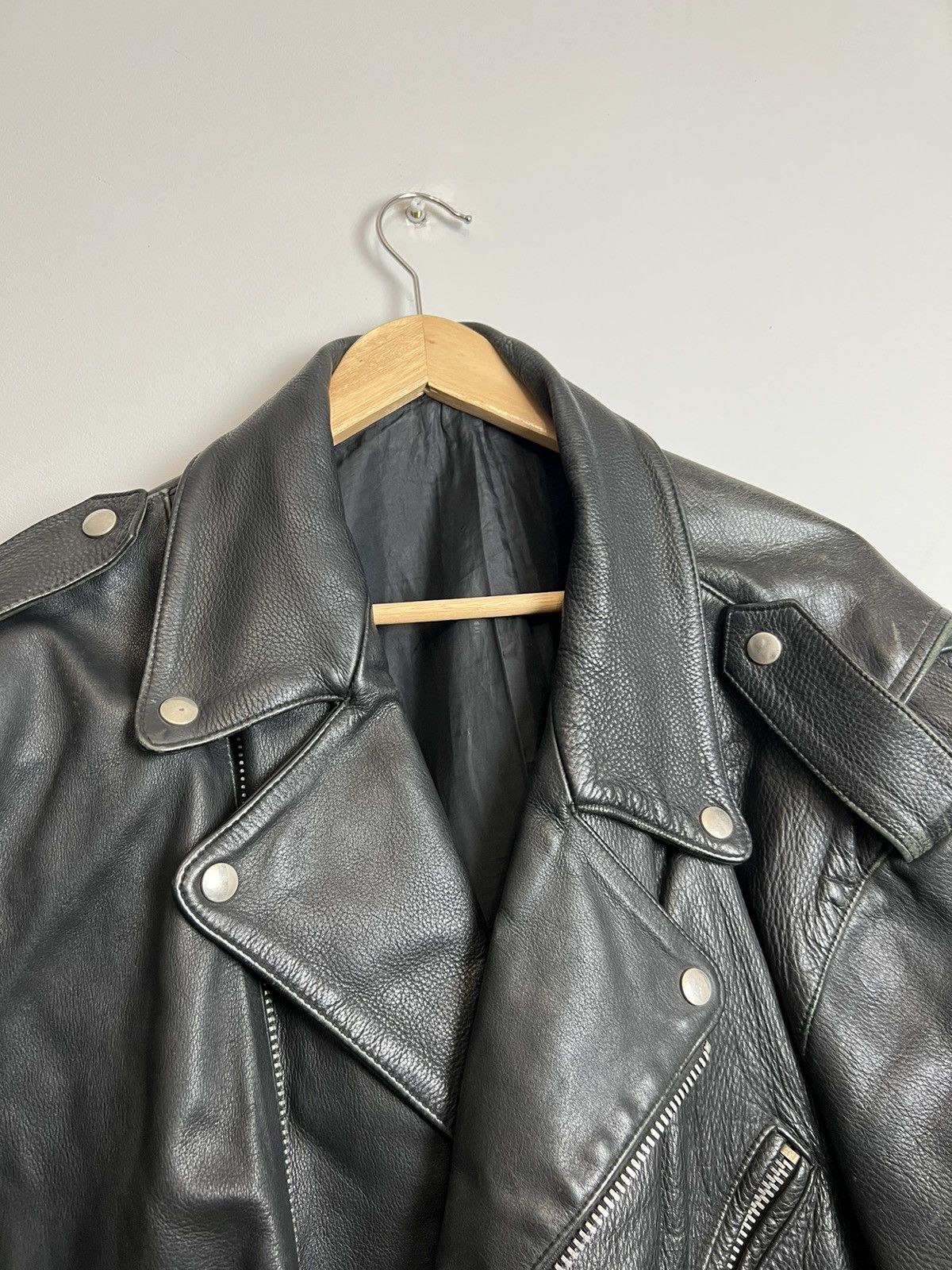 Genuine Leather Rare 90s Biker Real Genuine Leather Metal Jacket Rock Size US XL / EU 56 / 4 - 3 Thumbnail