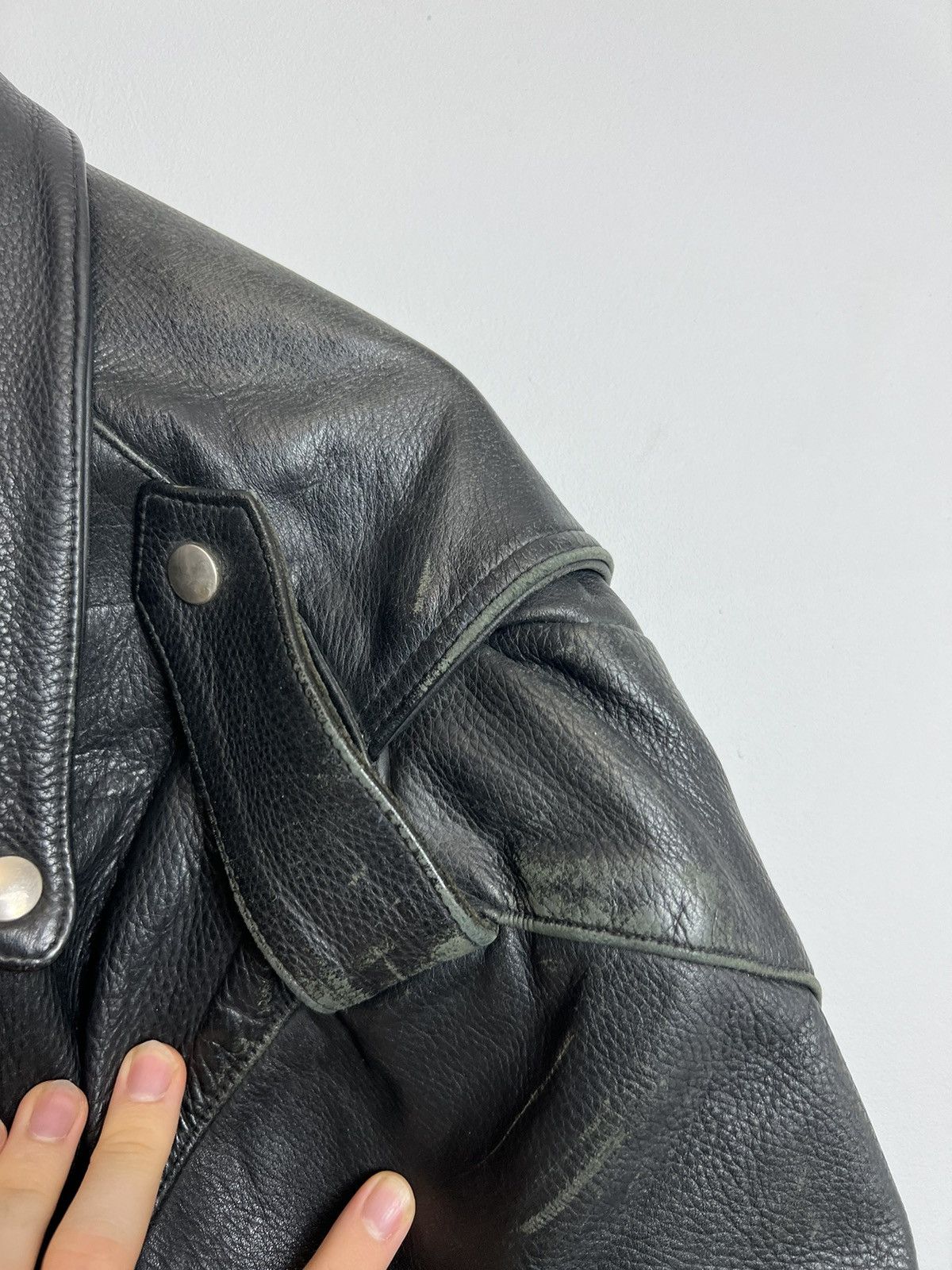 Genuine Leather Rare 90s Biker Real Genuine Leather Metal Jacket Rock Size US XL / EU 56 / 4 - 9 Thumbnail