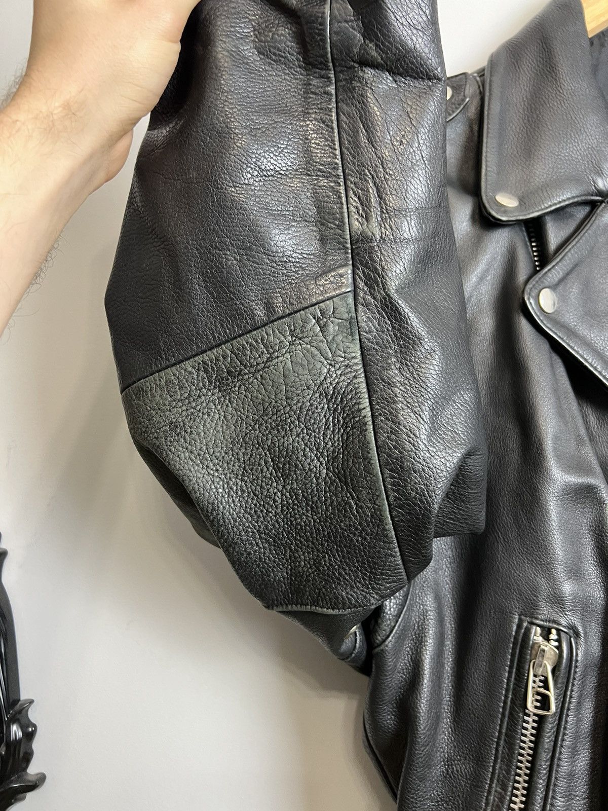 Genuine Leather Rare 90s Biker Real Genuine Leather Metal Jacket Rock Size US XL / EU 56 / 4 - 5 Thumbnail