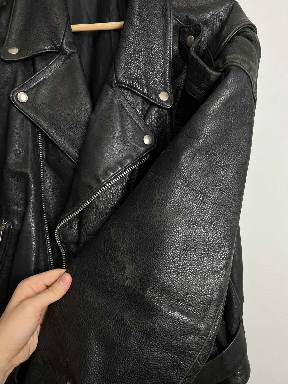 Genuine Leather Rare 90s Biker Real Genuine Leather Metal Jacket Rock Size US XL / EU 56 / 4 - 8 Thumbnail