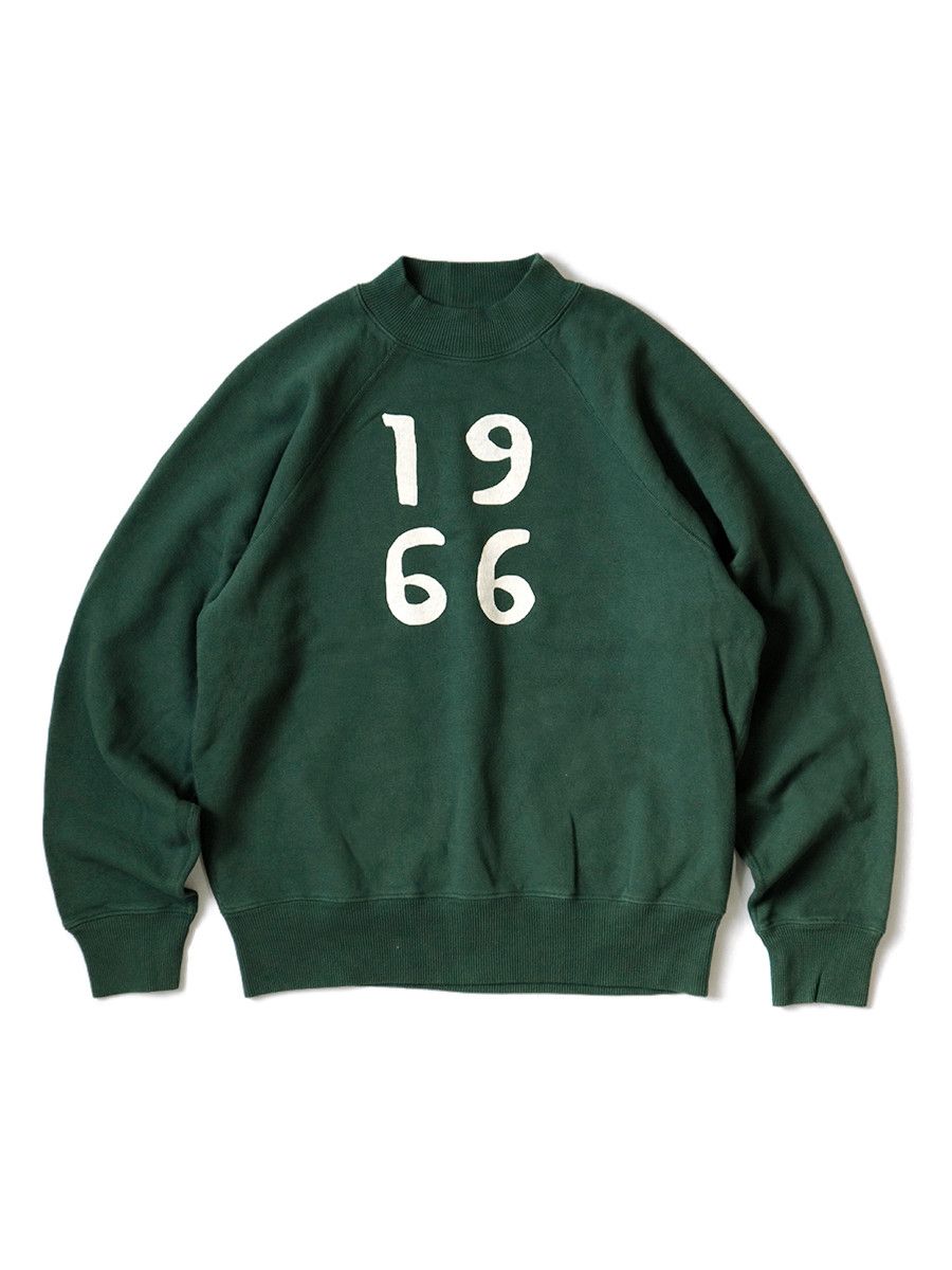 image of Kapital Fleece Raglan Mock Neck 1966 Sweatshirt in Green, Men's (Size XL)