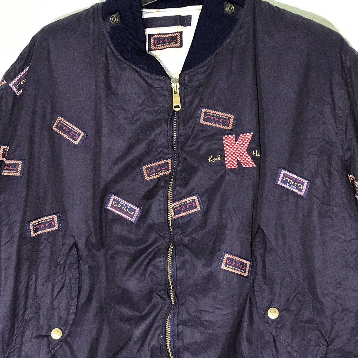 Karl Helmut Vintage Karl Helmut Big Logo Patchwork Bomber Jackets Size US L / EU 52-54 / 3 - 4 Thumbnail