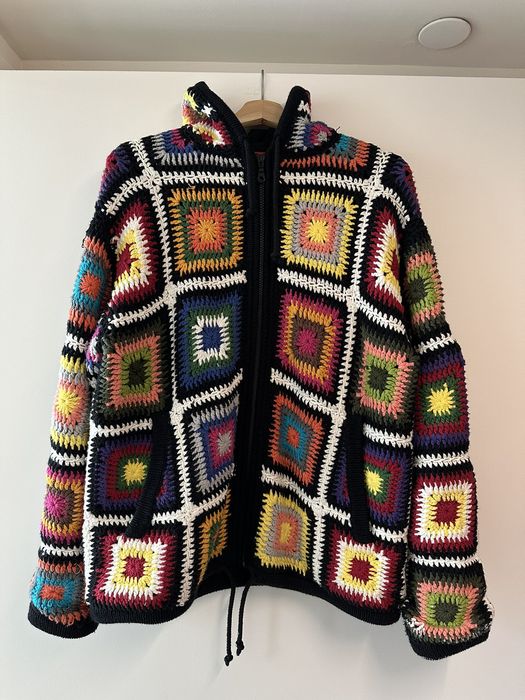 Supreme Supreme Crochet Hooded Zip Up Sweater Multicolor | Grailed