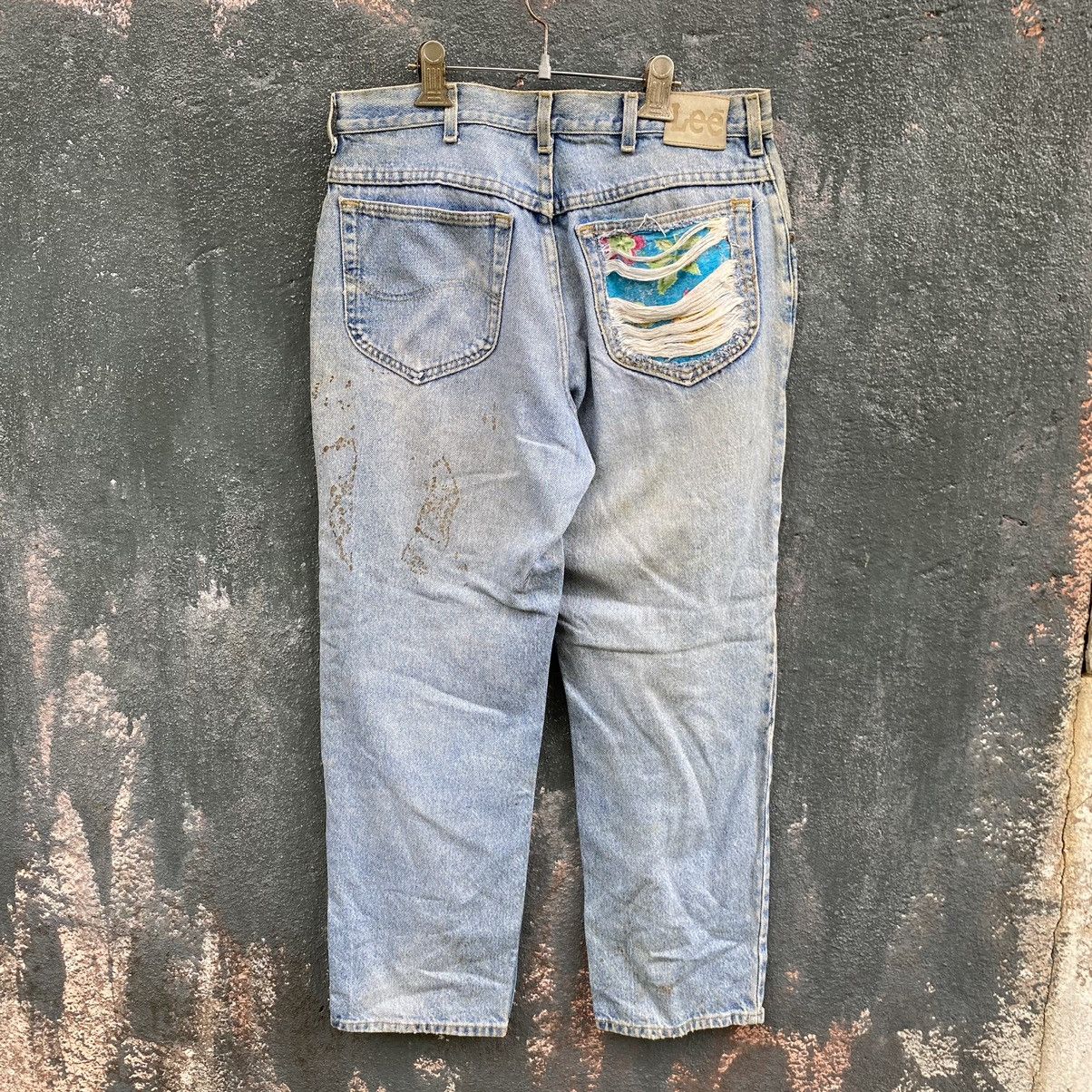 image of Distressed Denim x Lee Thrashed Distressed Vintage Lee Denim Boro Style Pant, Men's (Size 34)