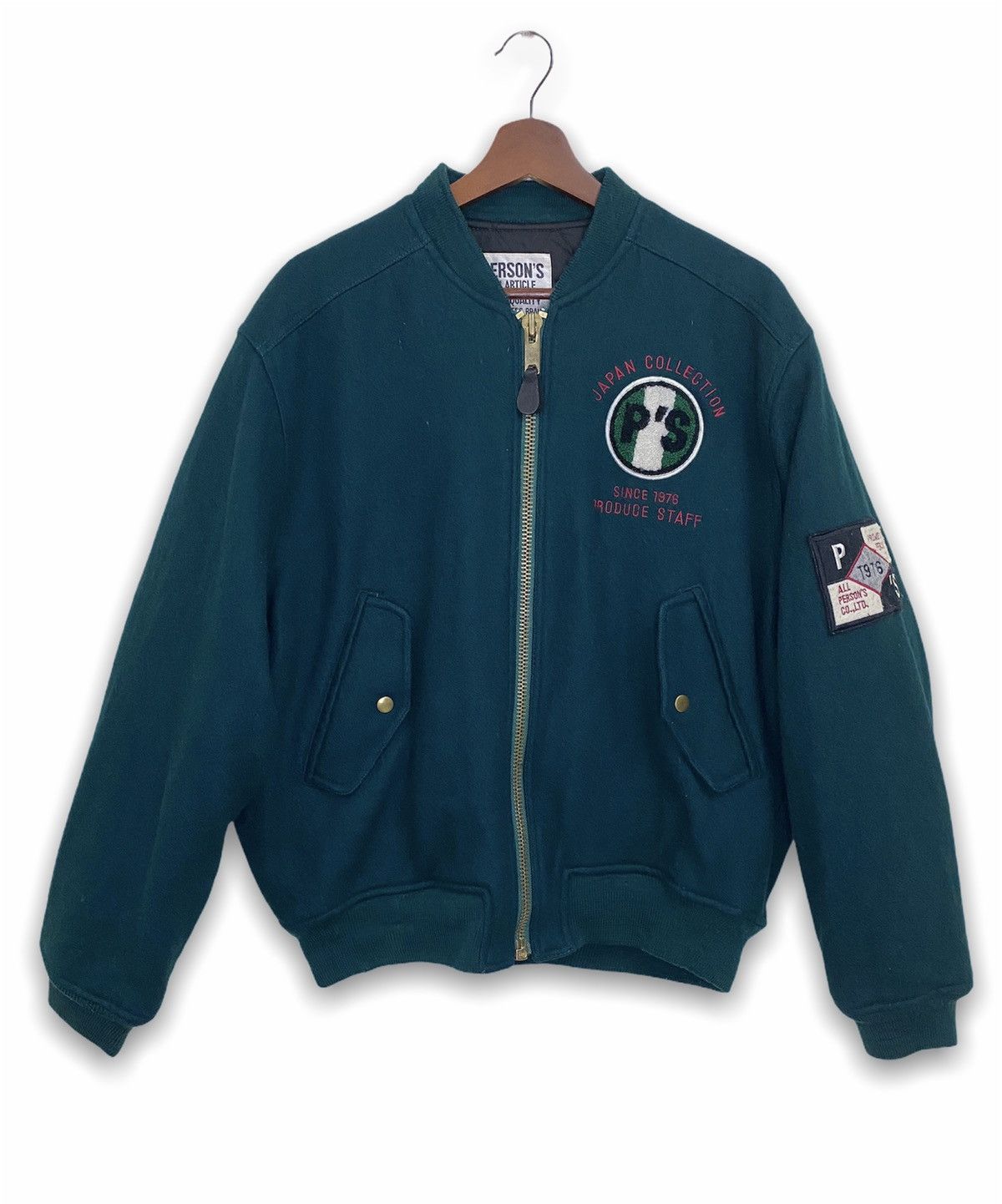 Image of Persons x Varsity Vintage Person’S Wool Varsity Jacket in Dark Green, Men's (Size XL)