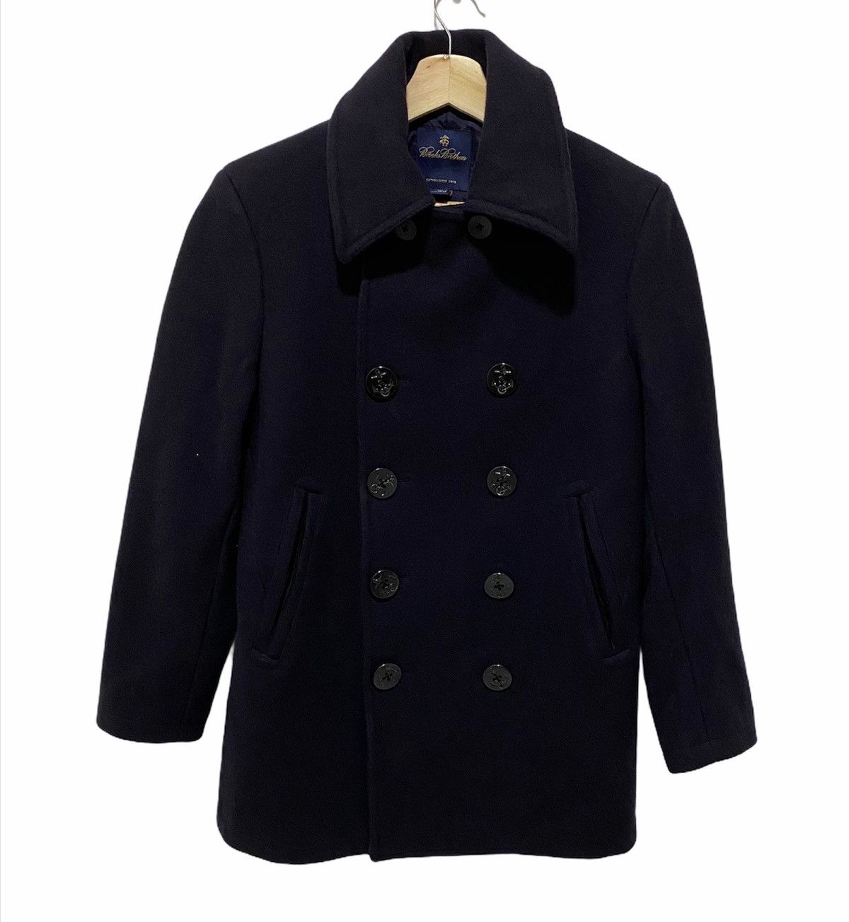 image of Vintage Military Brooks Brothers Jacket Wool in Navy Blue, Men's (Size XS)