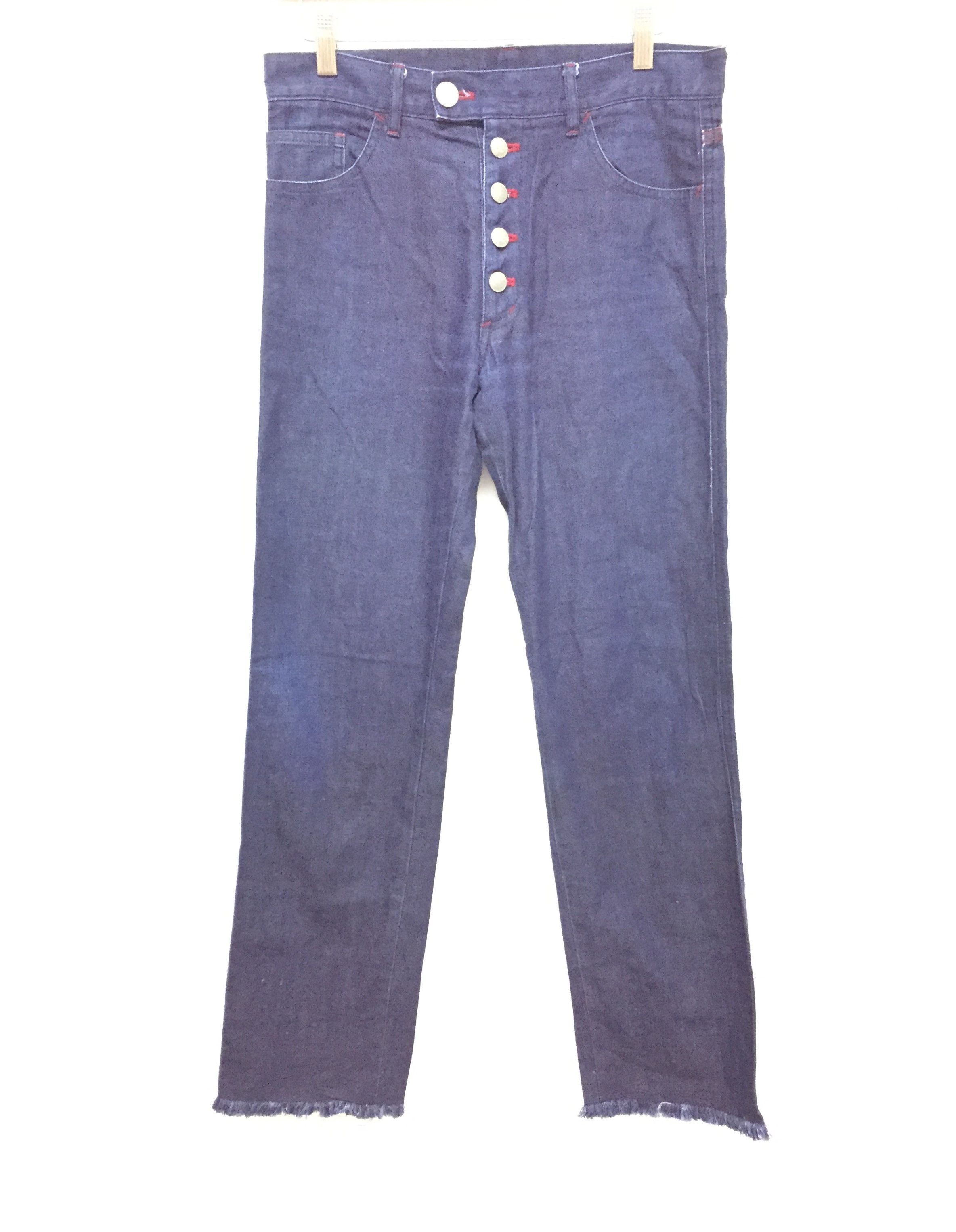 image of Jean Paul Gaultier 90's Cros Button Detailing Contrast Stitching Pants in Indigo, Men's (Size 29)