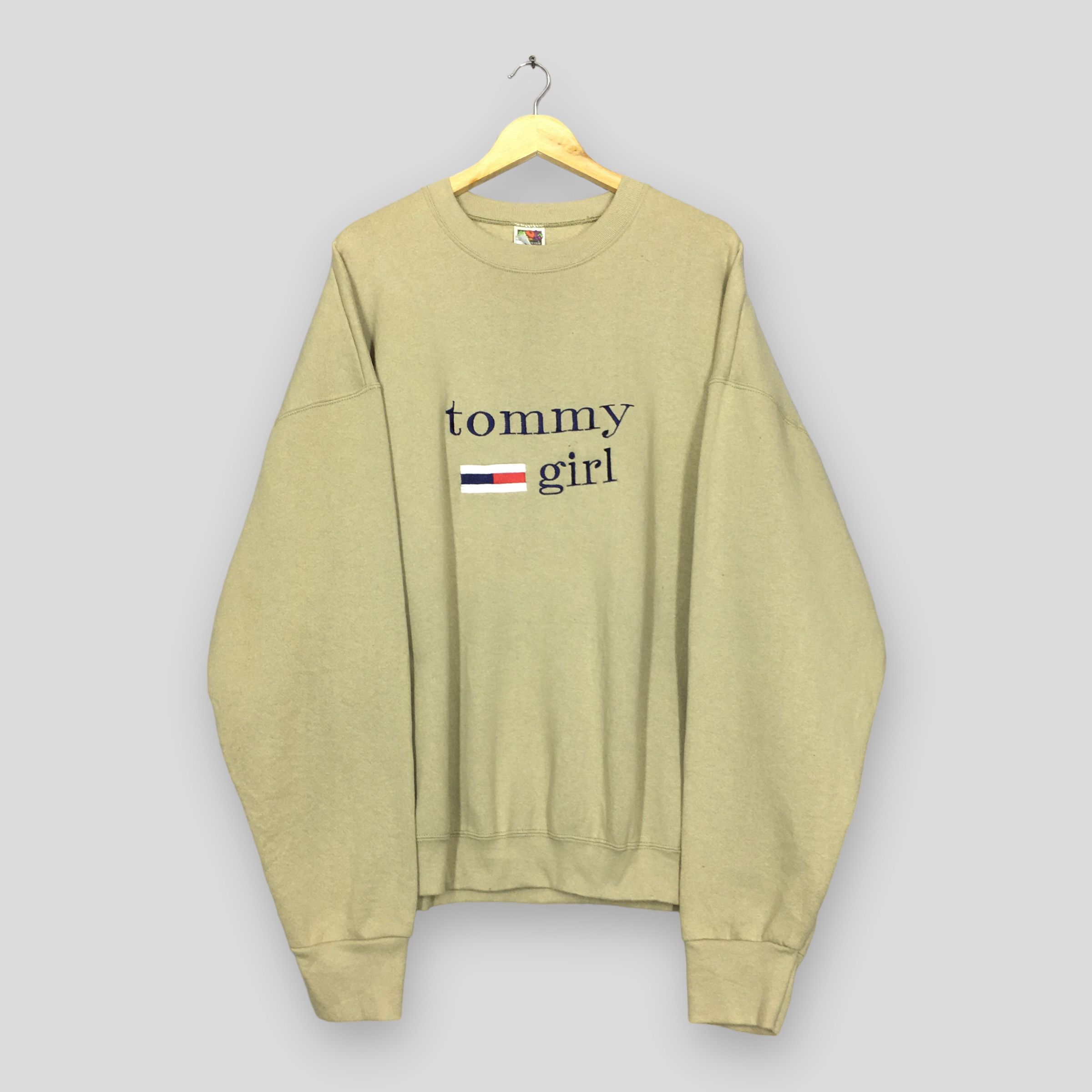 Fruit Of The Loom × Vintage Vintage 90s Tommy Girl Brown Boxy Sweatshirt XXLarge Size US XXL / EU 58 / 5 - 1 Thumbnail