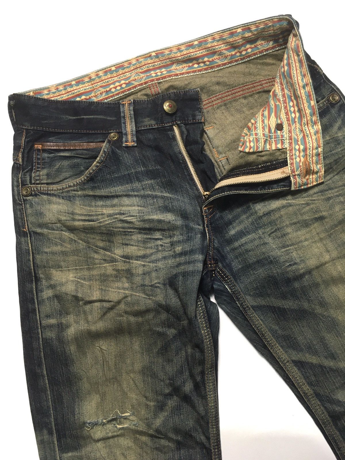 Edwin × Vintage Vintage rusty Edwin XV Aztec Navajo distressed denim Size US 33 - 11 Thumbnail