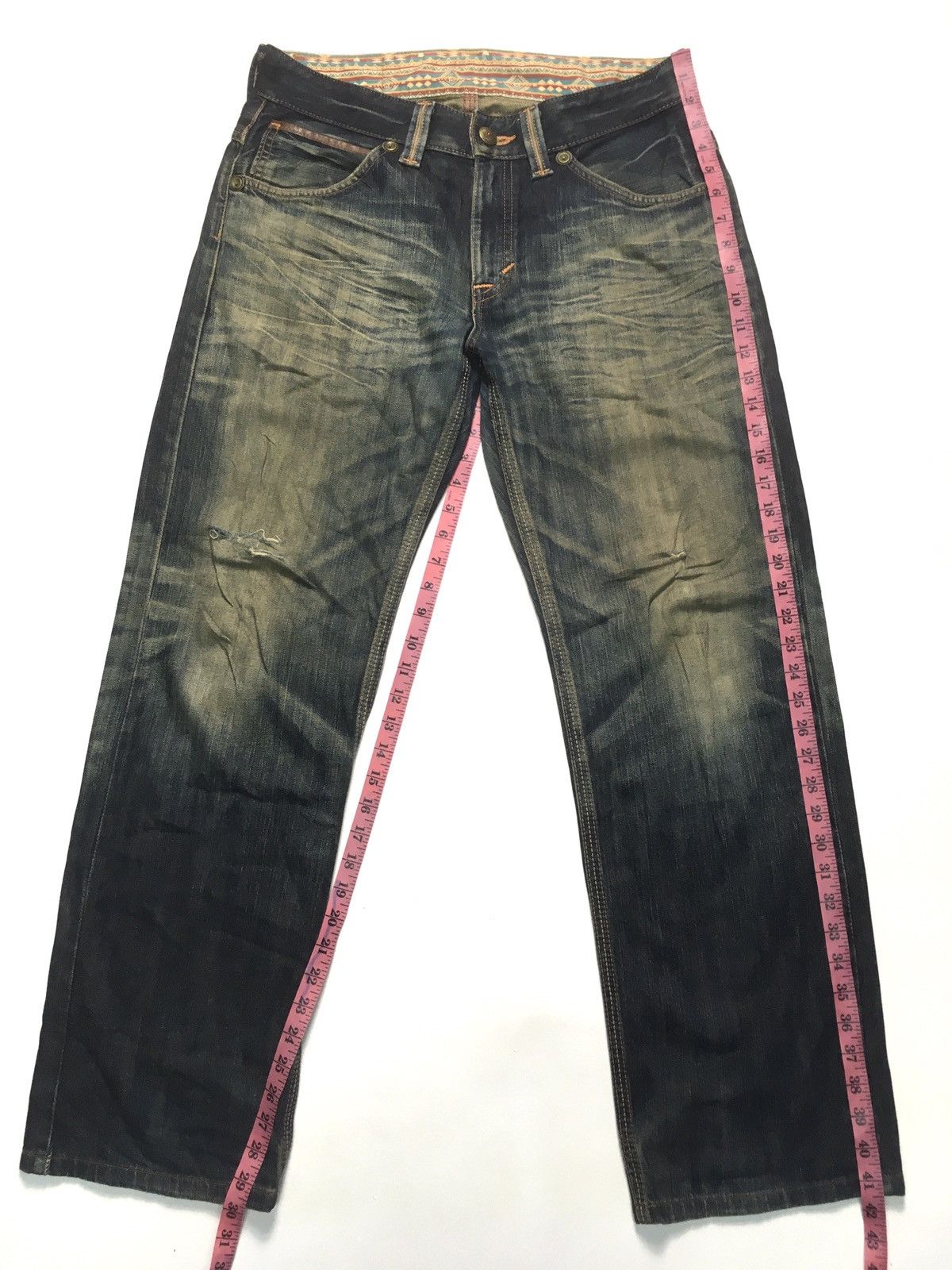 Edwin × Vintage Vintage rusty Edwin XV Aztec Navajo distressed denim Size US 33 - 13 Thumbnail