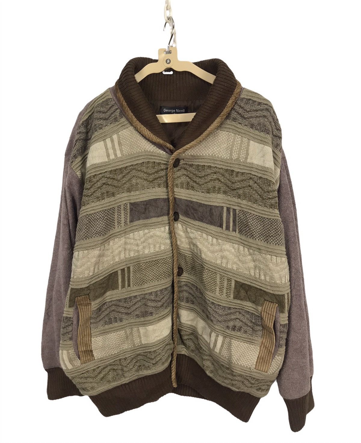 Japanese Brand × Vintage Vintage knit button up jacket by George nicoll Size US L / EU 52-54 / 3 - 1 Thumbnail